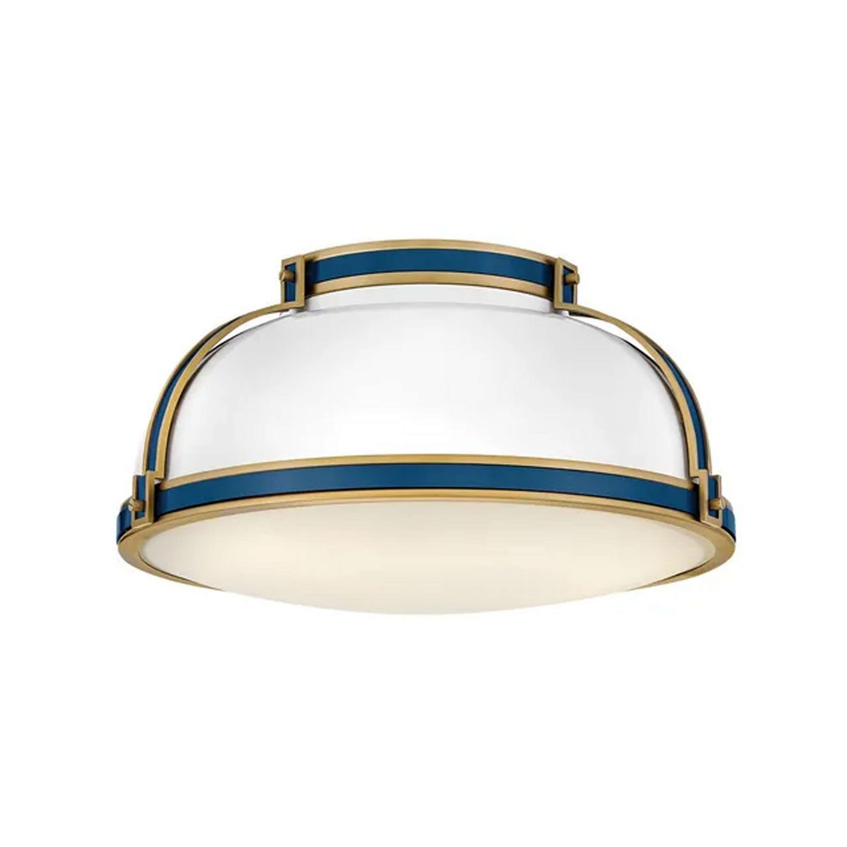 A Helsinki Ceiling Light - Large with Satin Brass / Navy Blue / Glossy White color