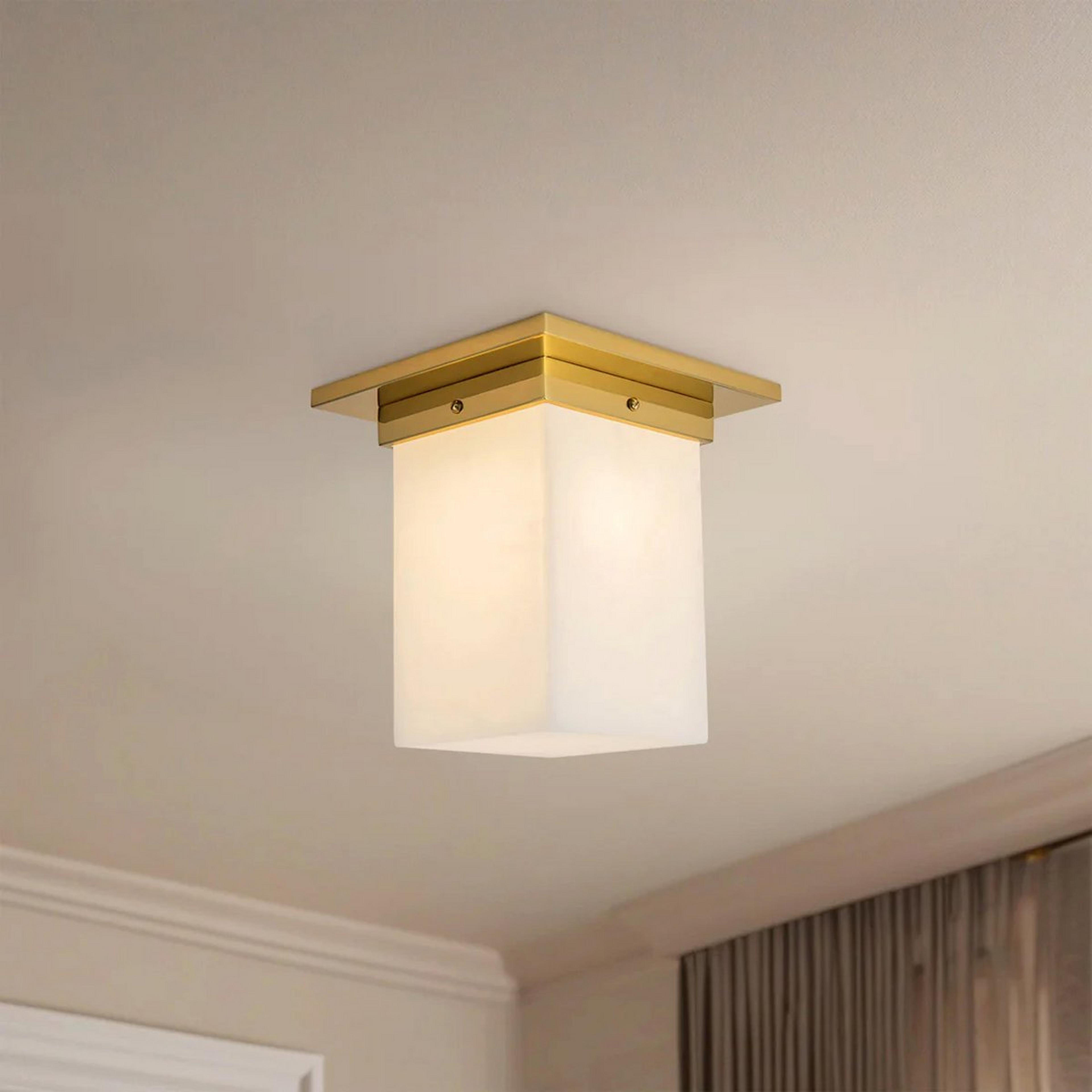 A Mistcover Ceiling Light - Squared with Brass / Opal Glass color