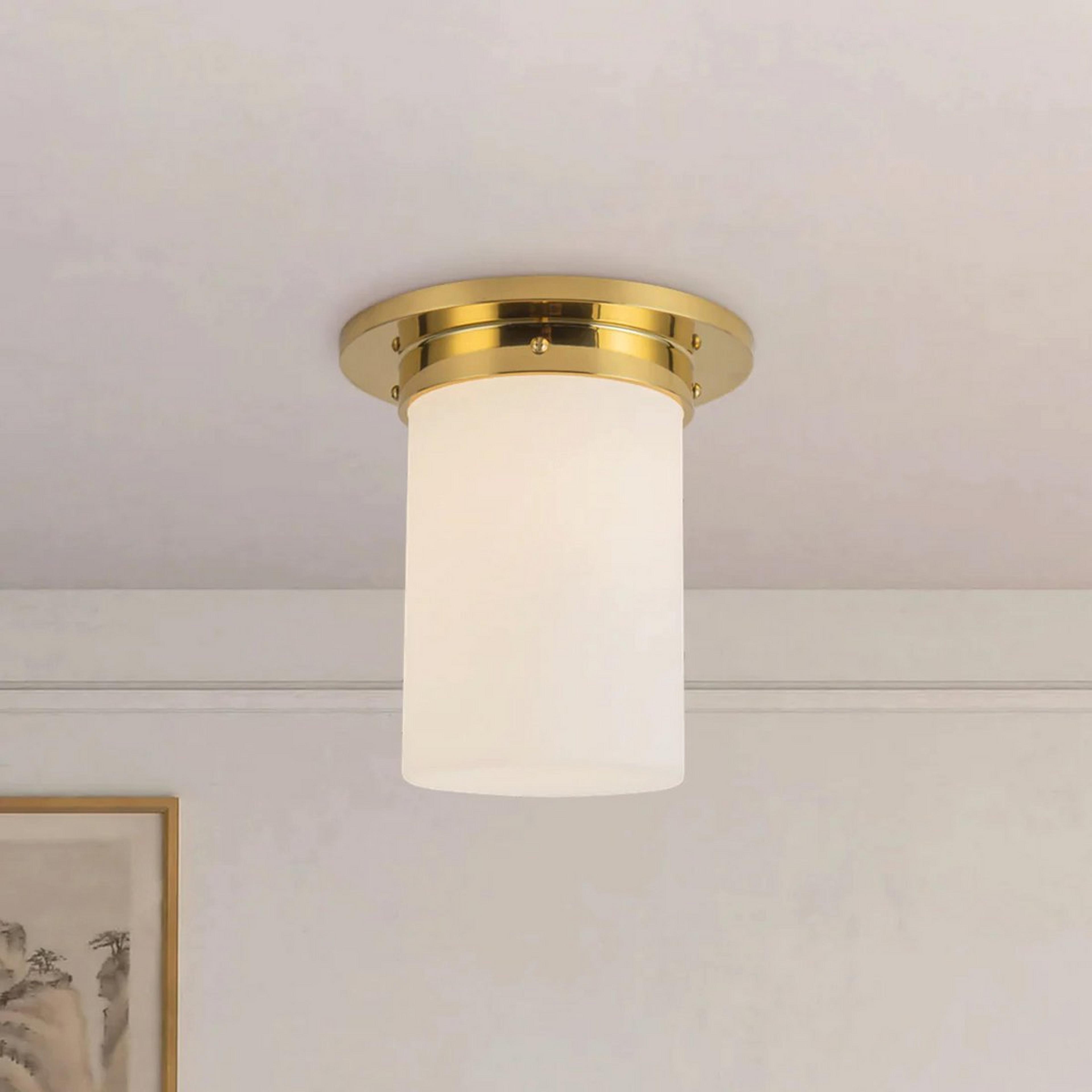 A Mistcover Ceiling Light - Round with Brass / Opal Glass color