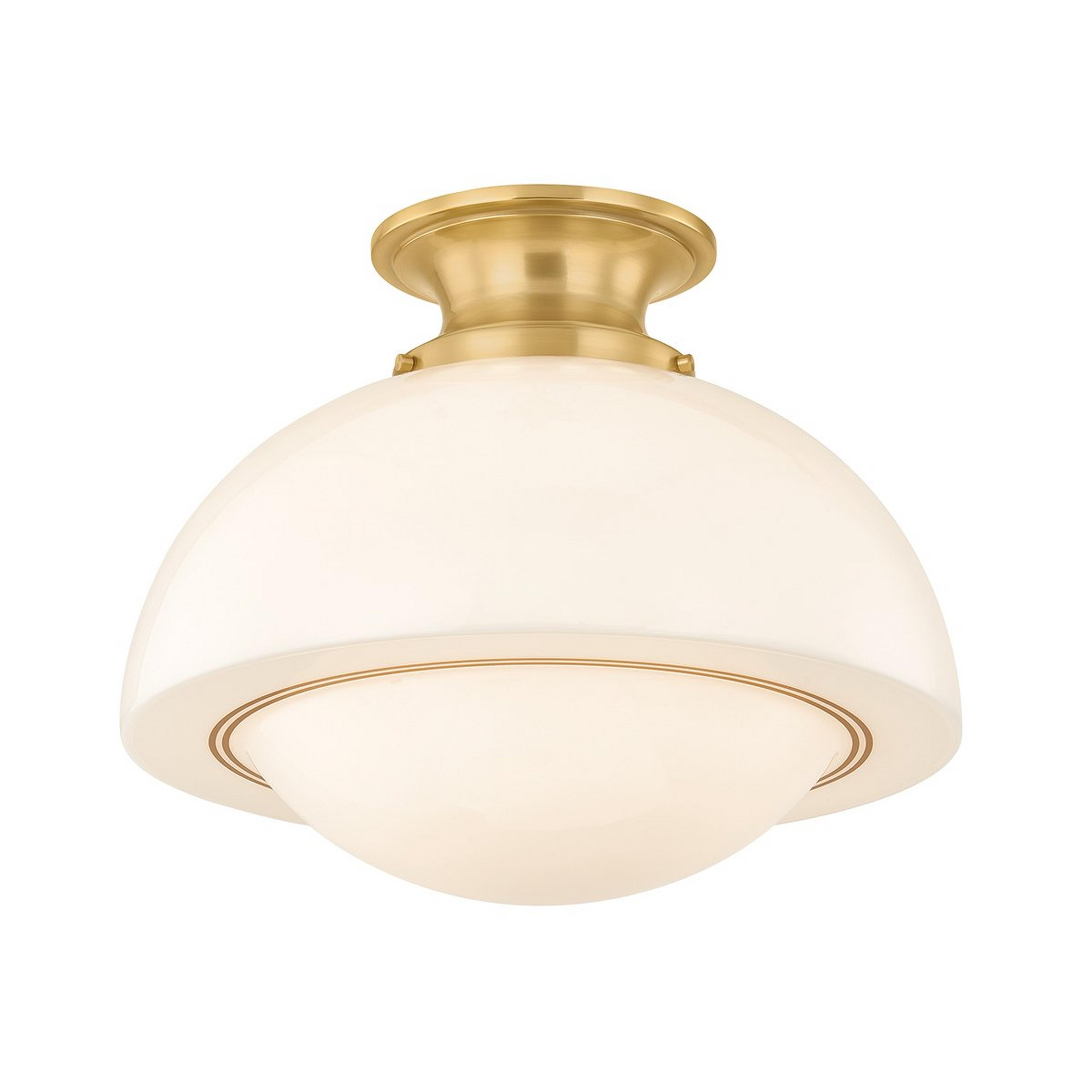 A Amara Semi-Flush Ceiling Light with Brass / Opal Glass / Gold Leaf color