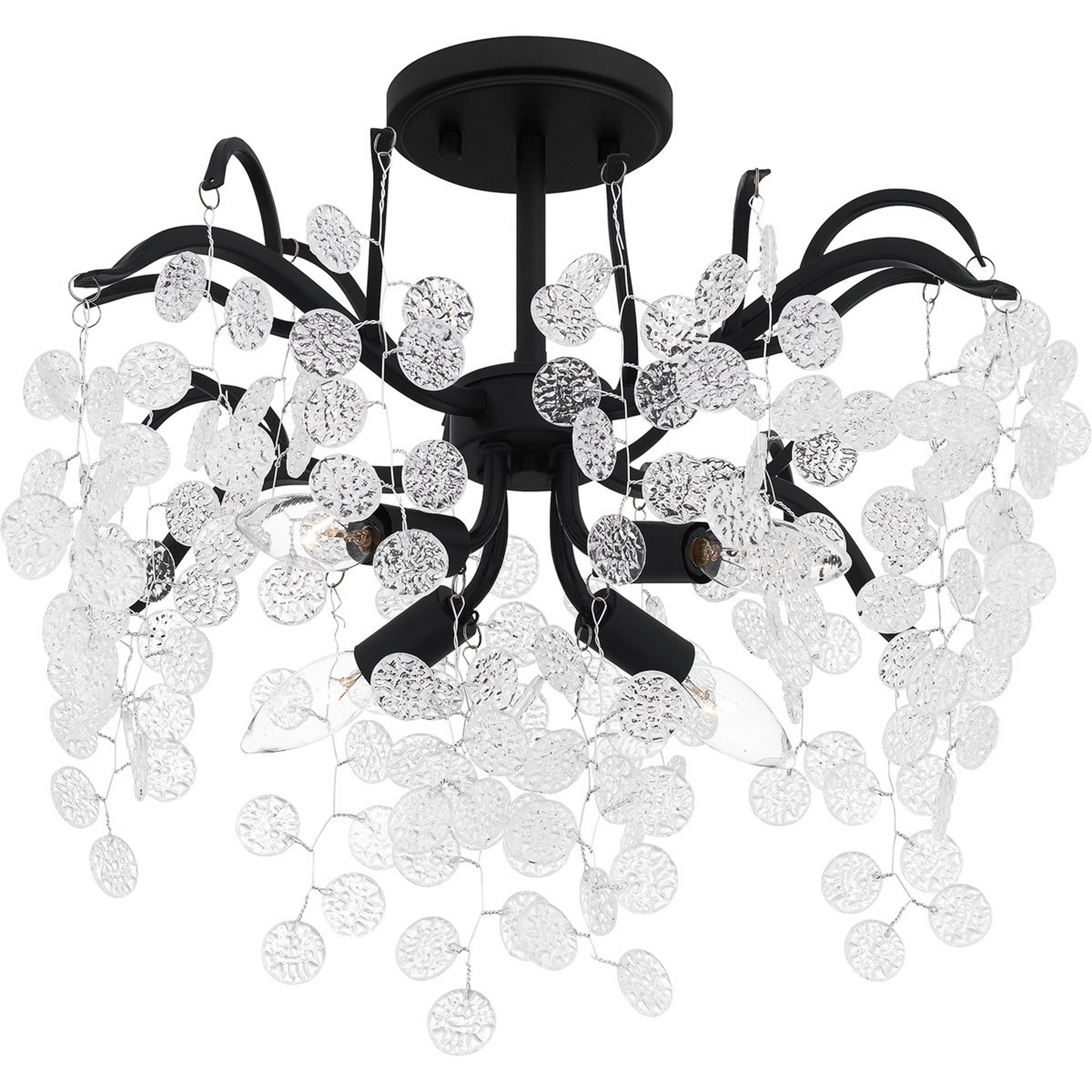 A Glicinia Ceiling Light with Black / Textured Glass color