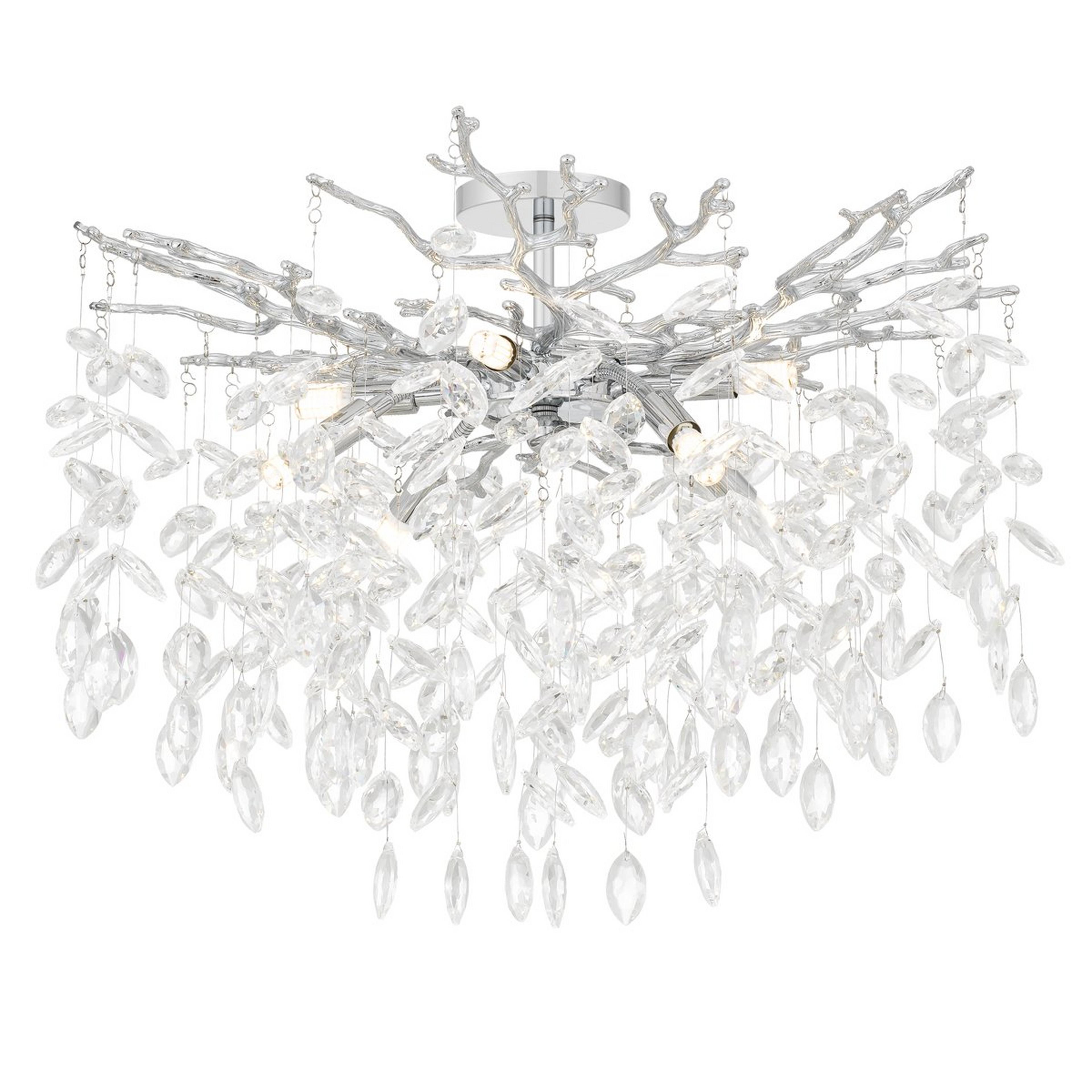 A Biljana Ceiling Light with Chrome / Crystal Cut Glass color