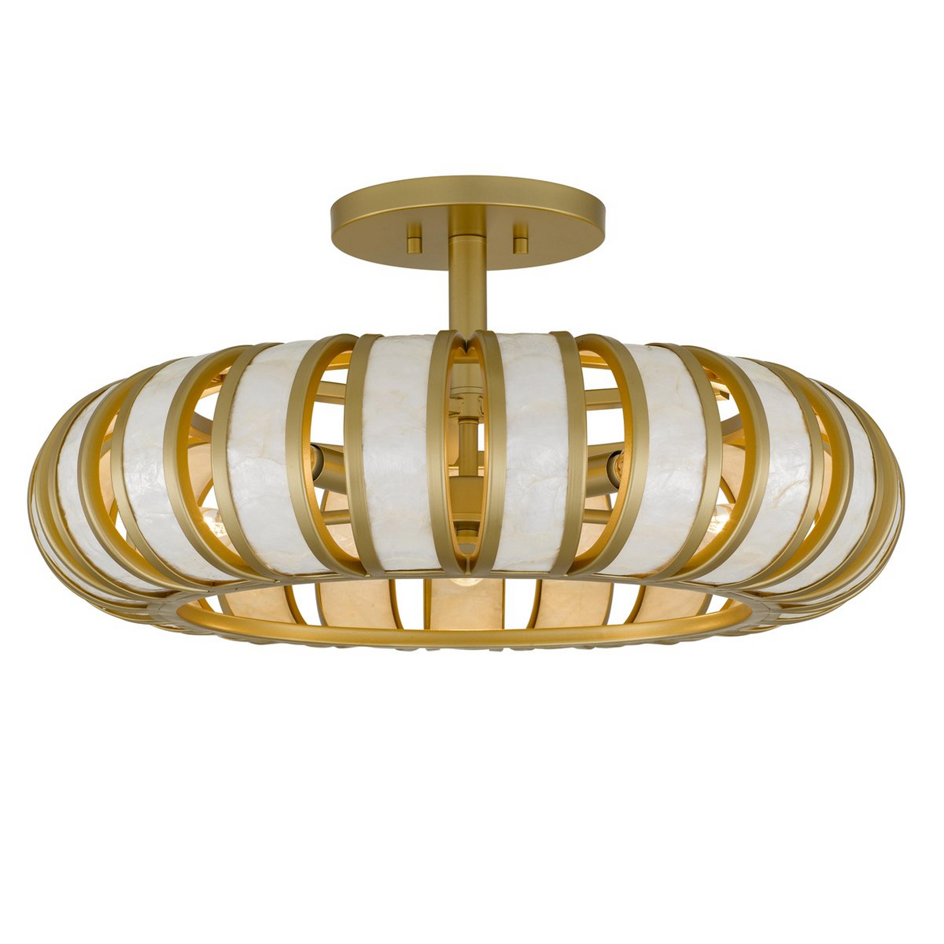 A Saorsa Convertible Ceiling Light with Gold / Capiz Shell color