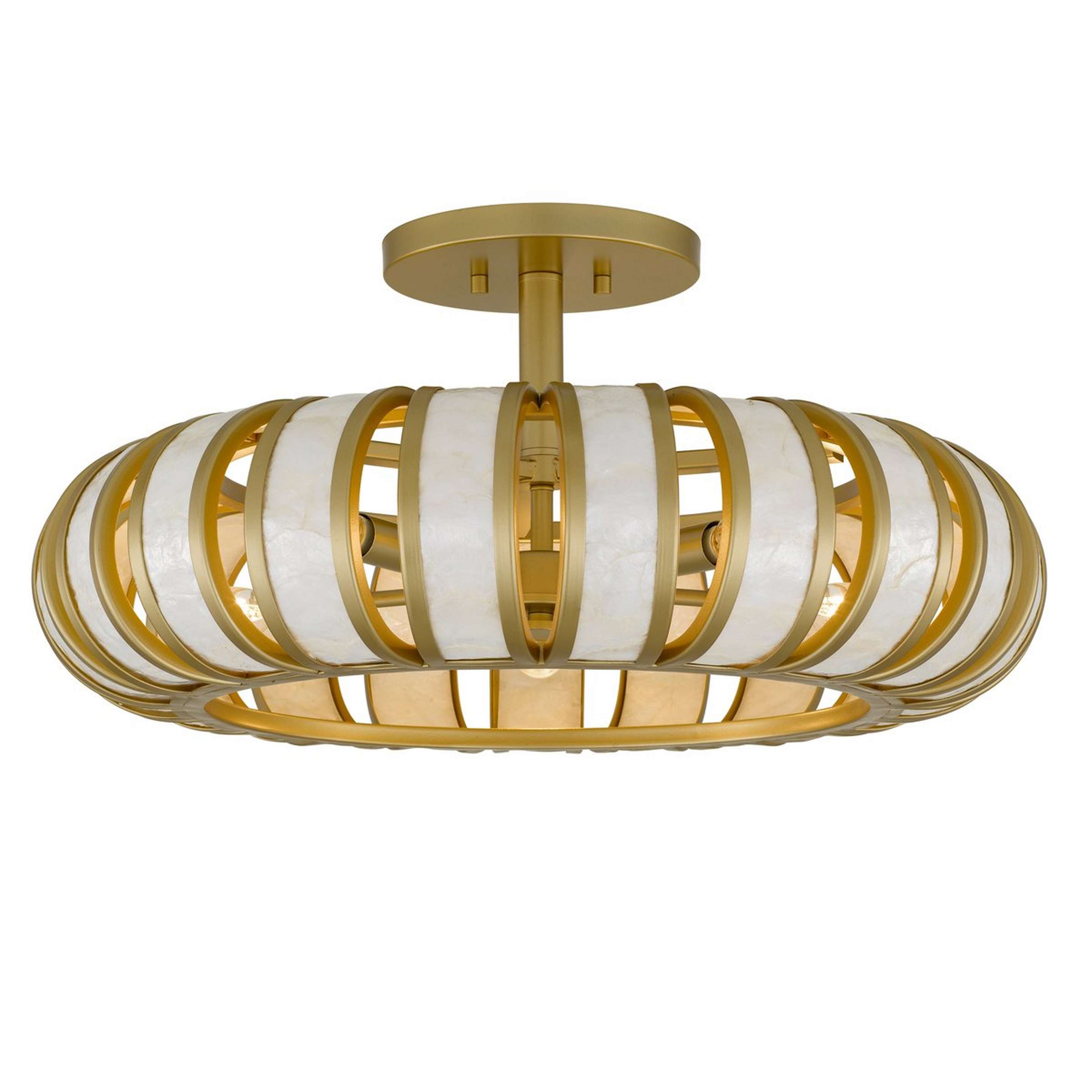 A Saorsa Convertible Ceiling Light with Gold / Capiz Shell color
