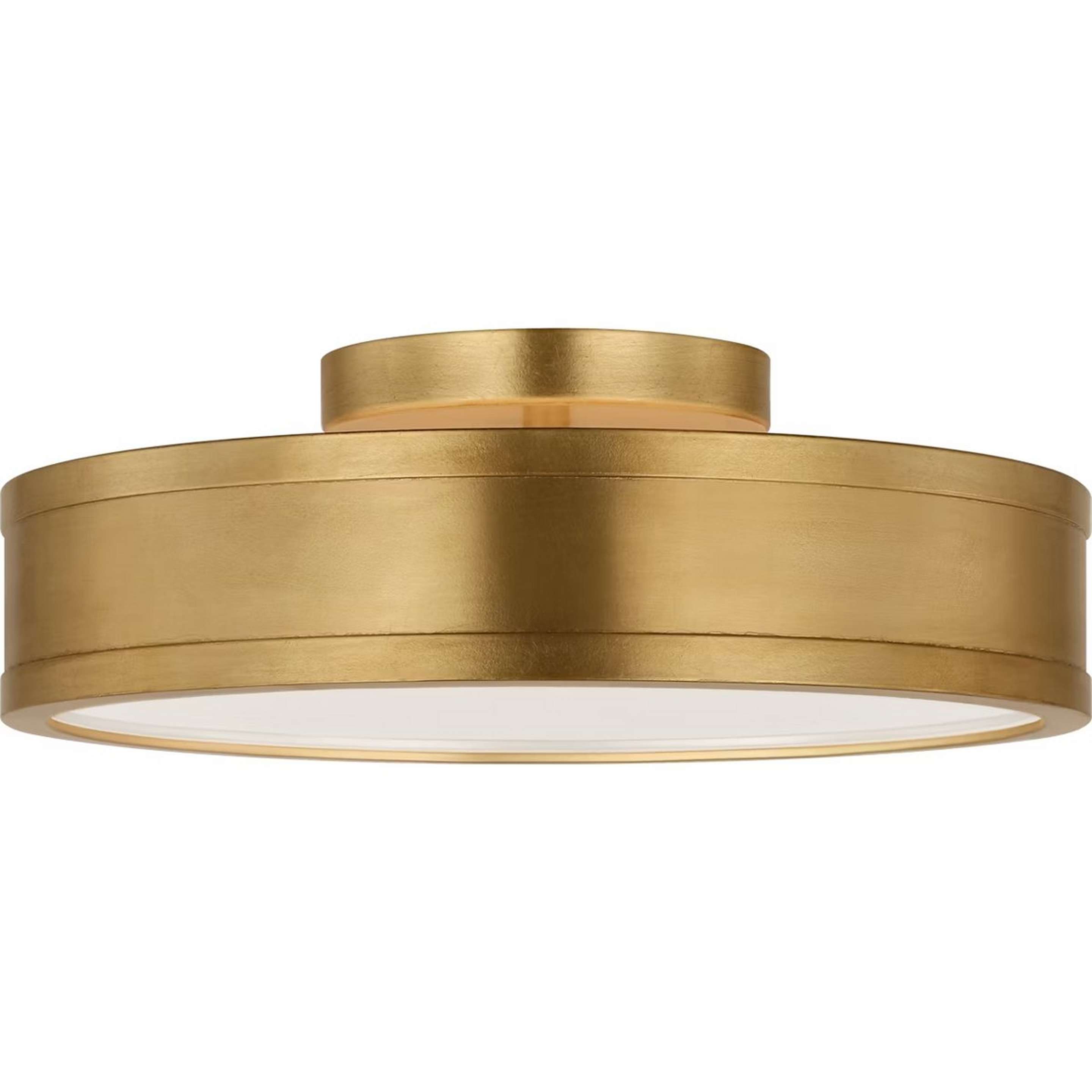 A Huxton LED Ceiling Light - 16" Round with Gold Leaf / Opal Glass color