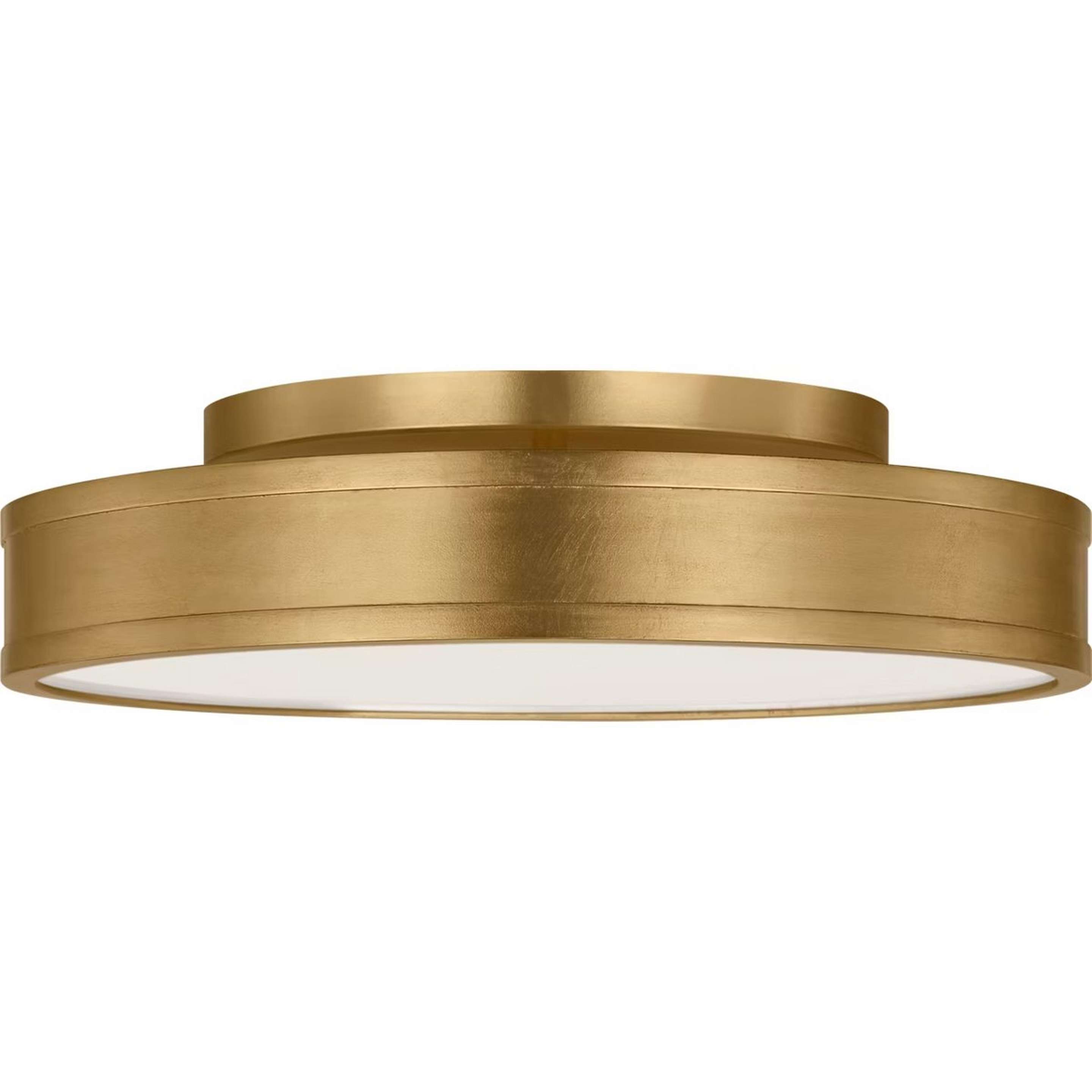 A Huxton LED Ceiling Light - 12" Round with Gold Leaf / Opal Glass color