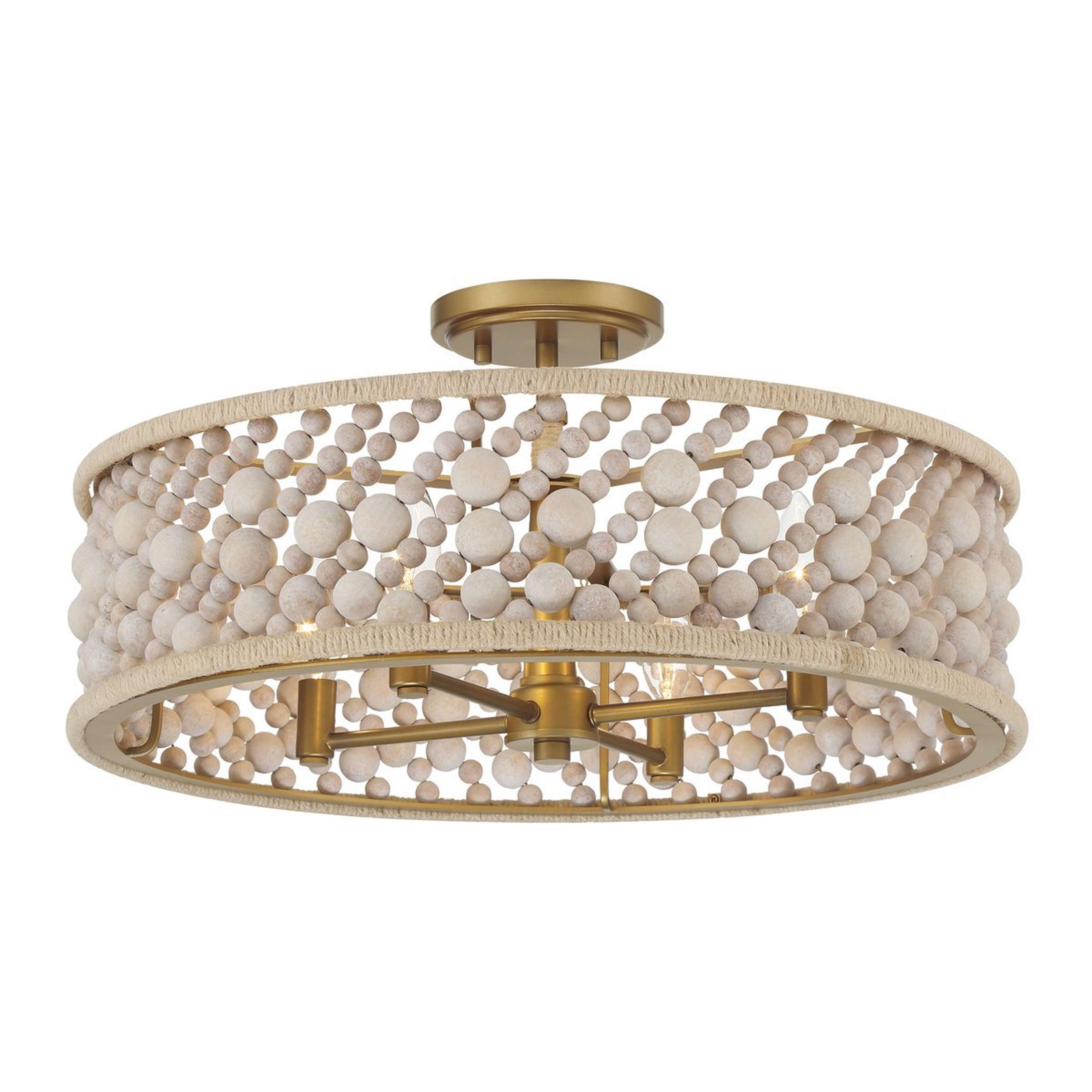 A Darya Ceiling Light with Brass / Rope / Bleached Wood color