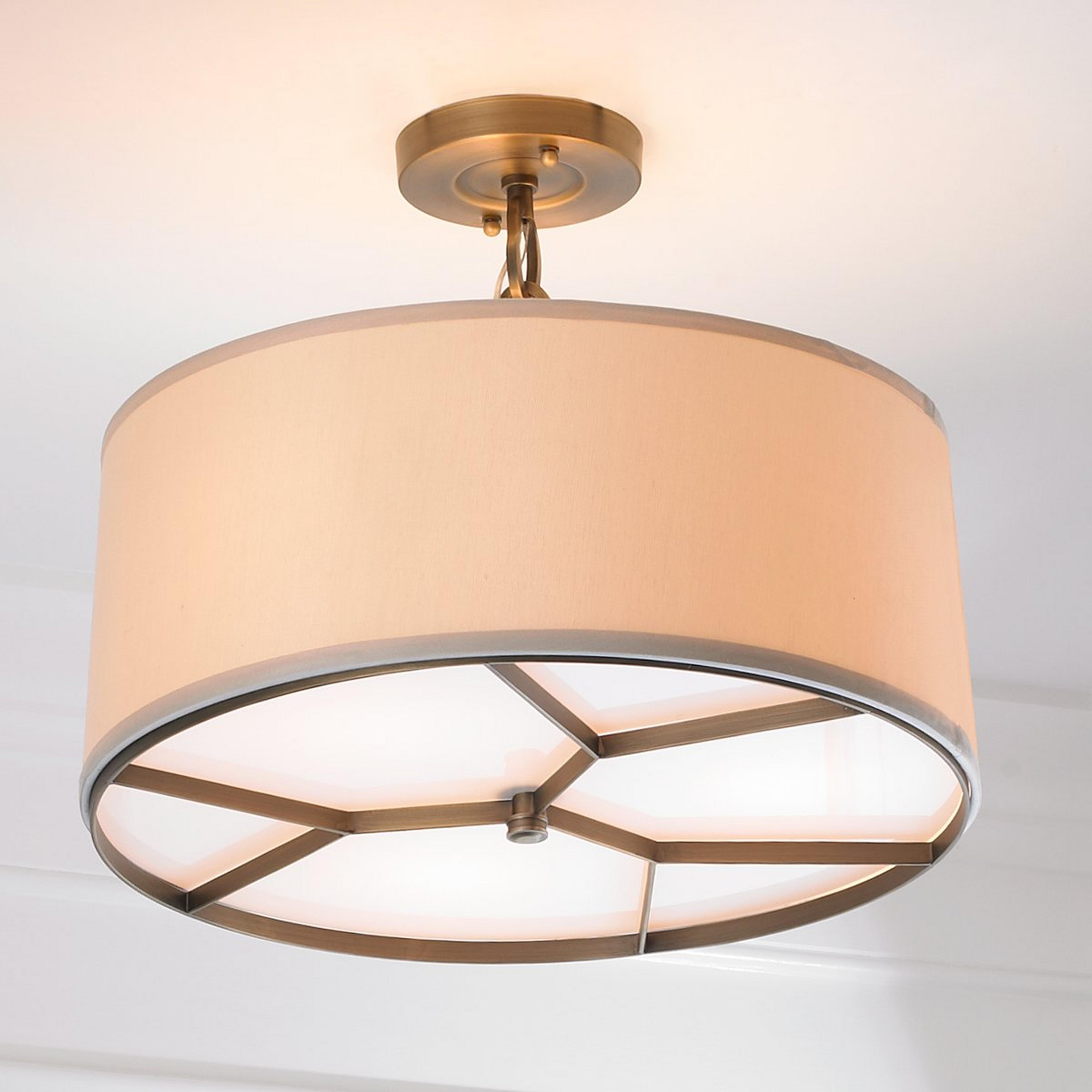 A Modern Matrix Semi-Flush Ceiling Light with Antique Brass color