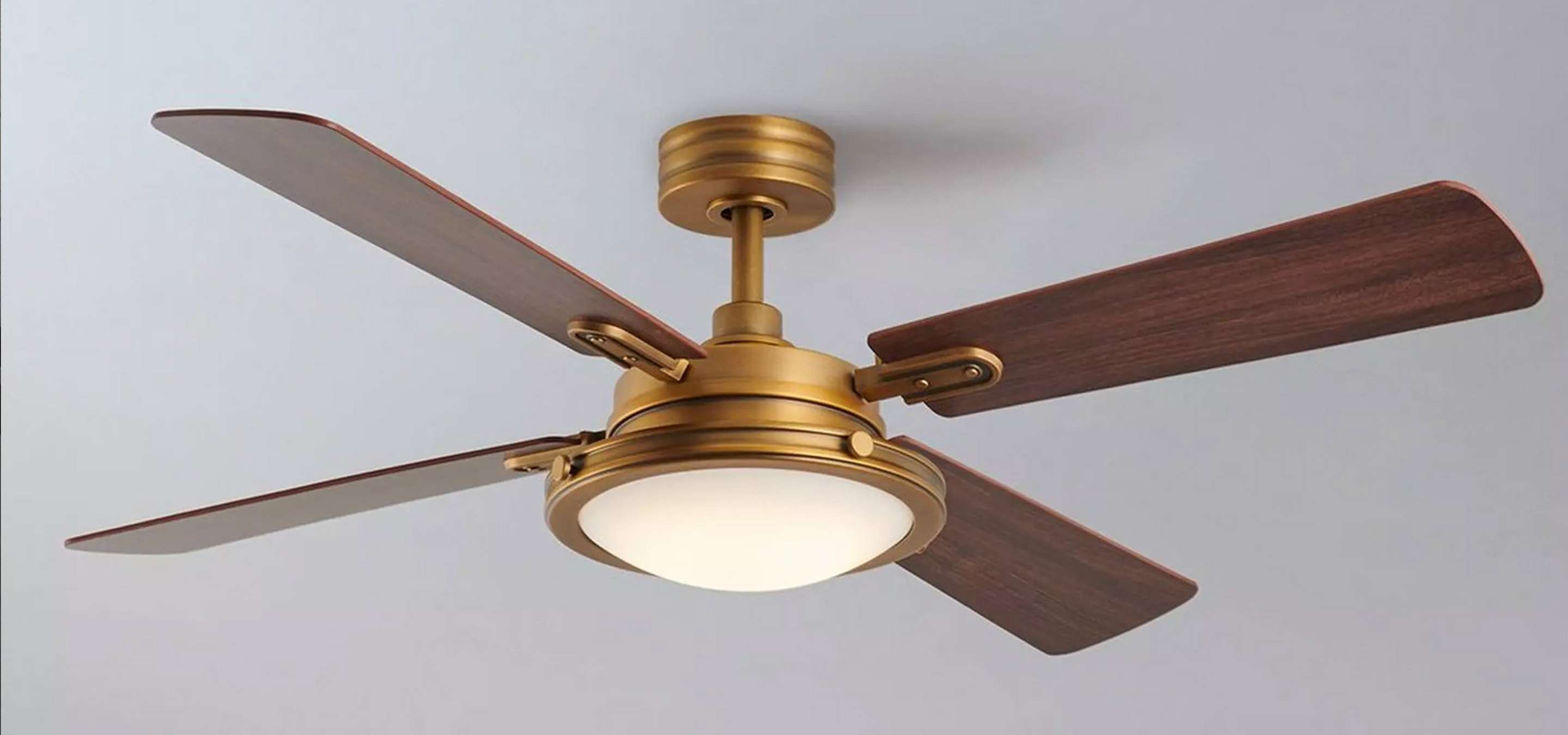 Aged Brass and Walnut Genevieve LED Ceiling Fan
