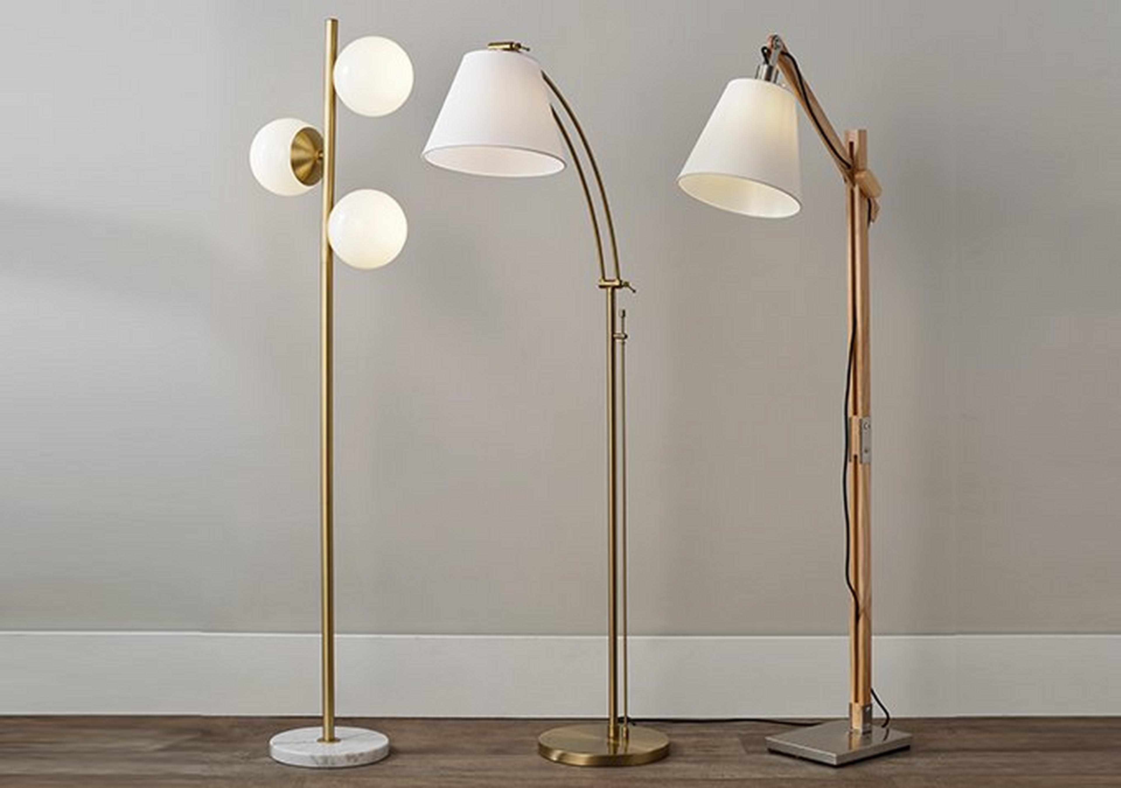 Floor lamps on a gray wall