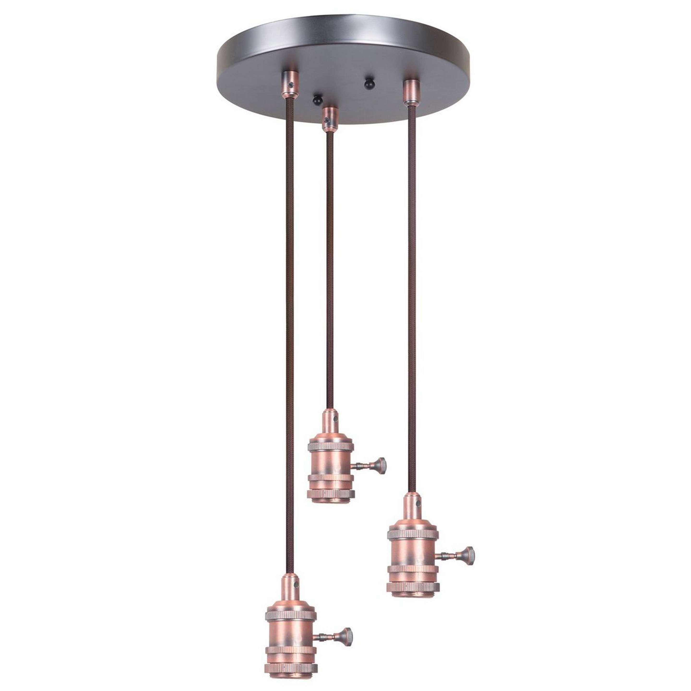 A Restoration Pendant Hardware - 3 Light with Brushed Copper color