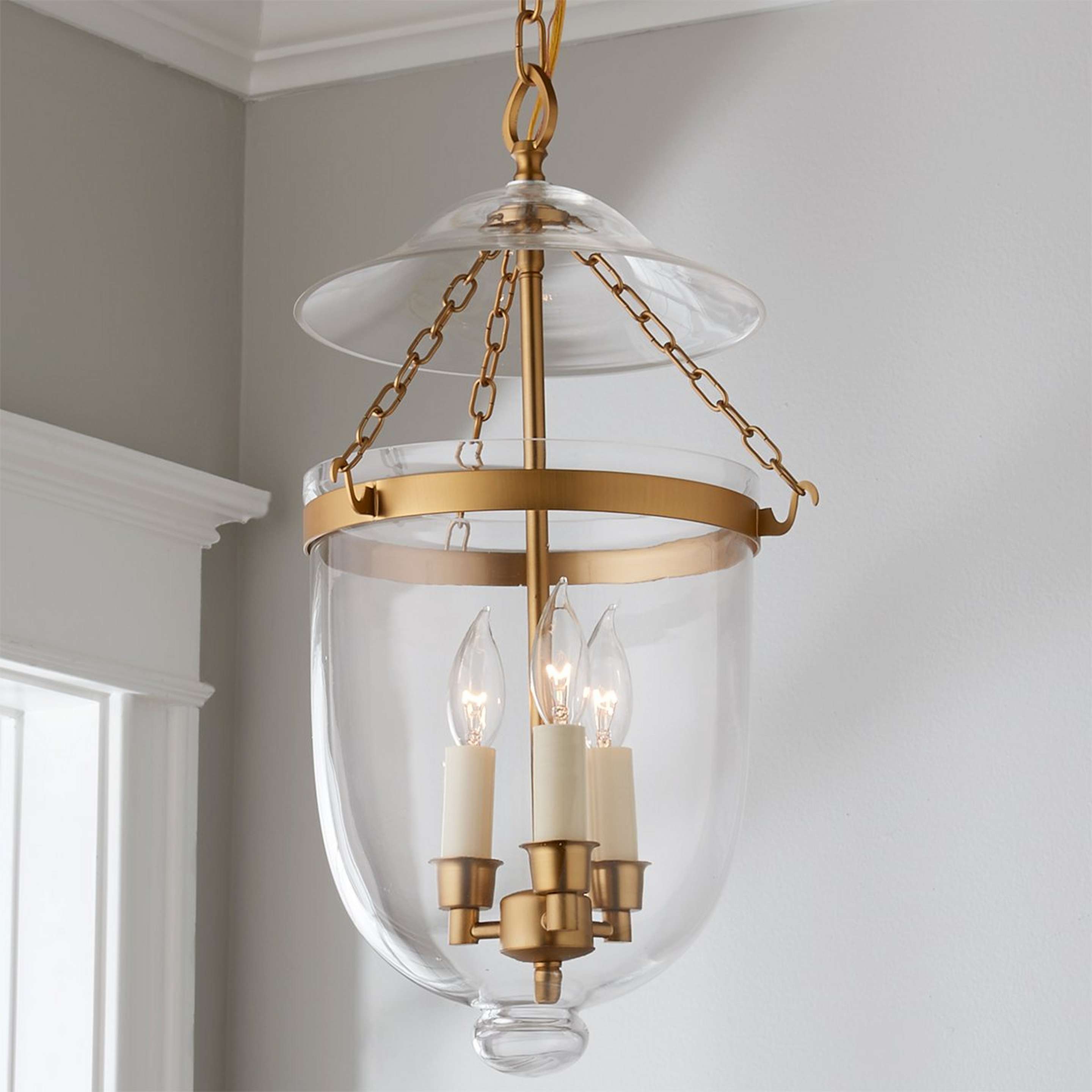 A Smokebell Lantern - Clear with Antique Brass color
