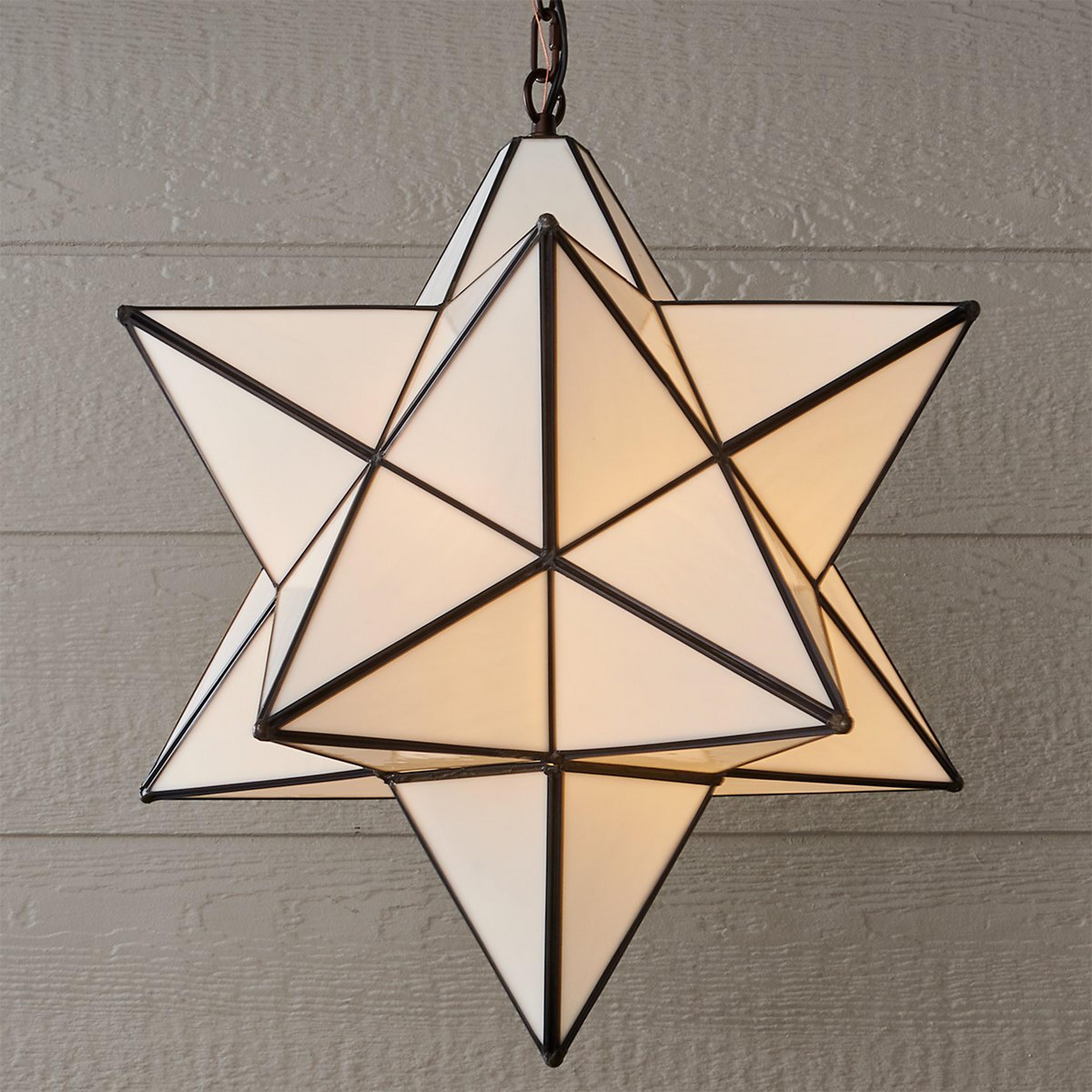 A Superior Moravian Star Outdoor Pendant with Bronze / White Glass color