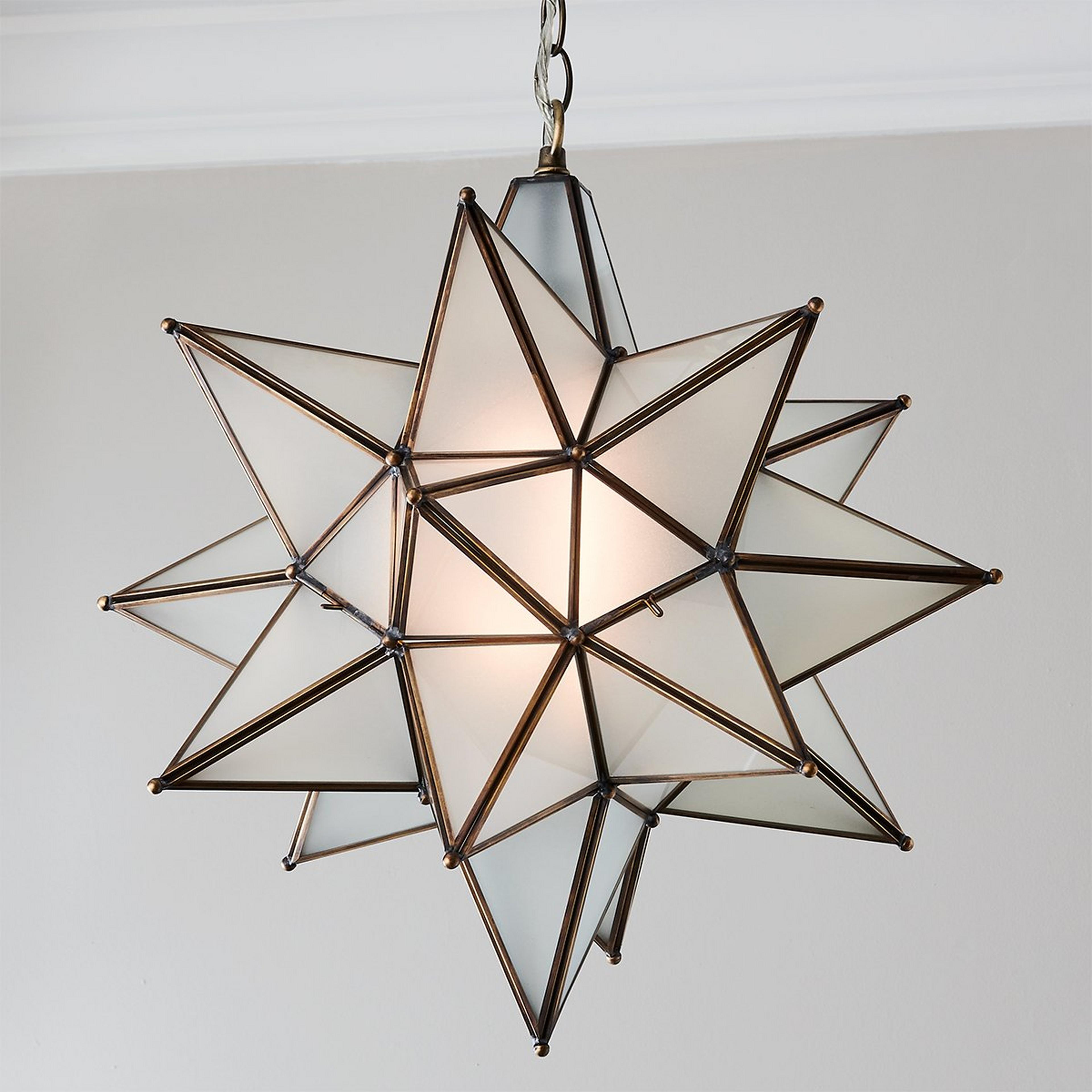 A Superior Moravian Star Pendant with Antique Bronze / Antiqued Frosted Glass color