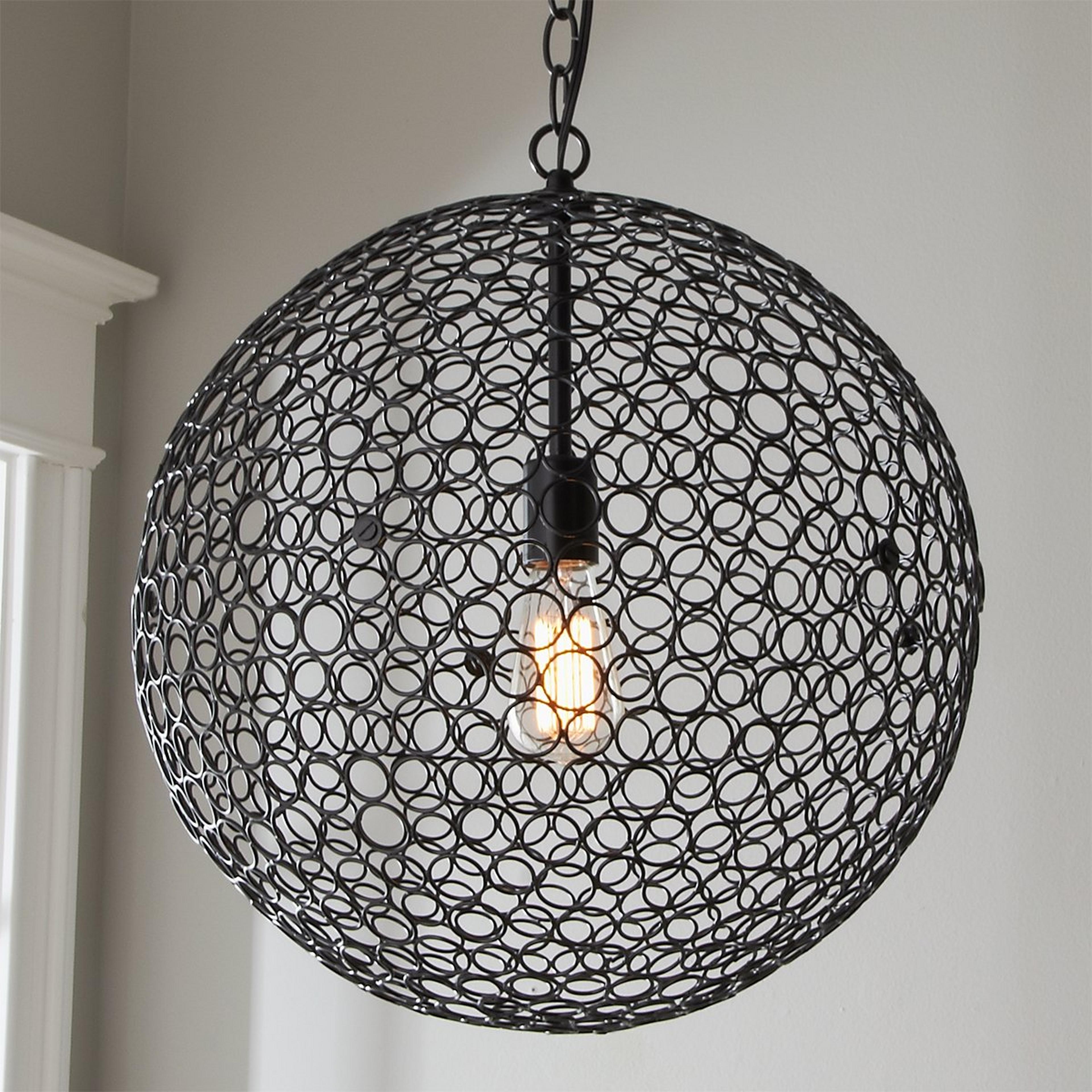 A Circles Sphere Pendant - Large with Black color