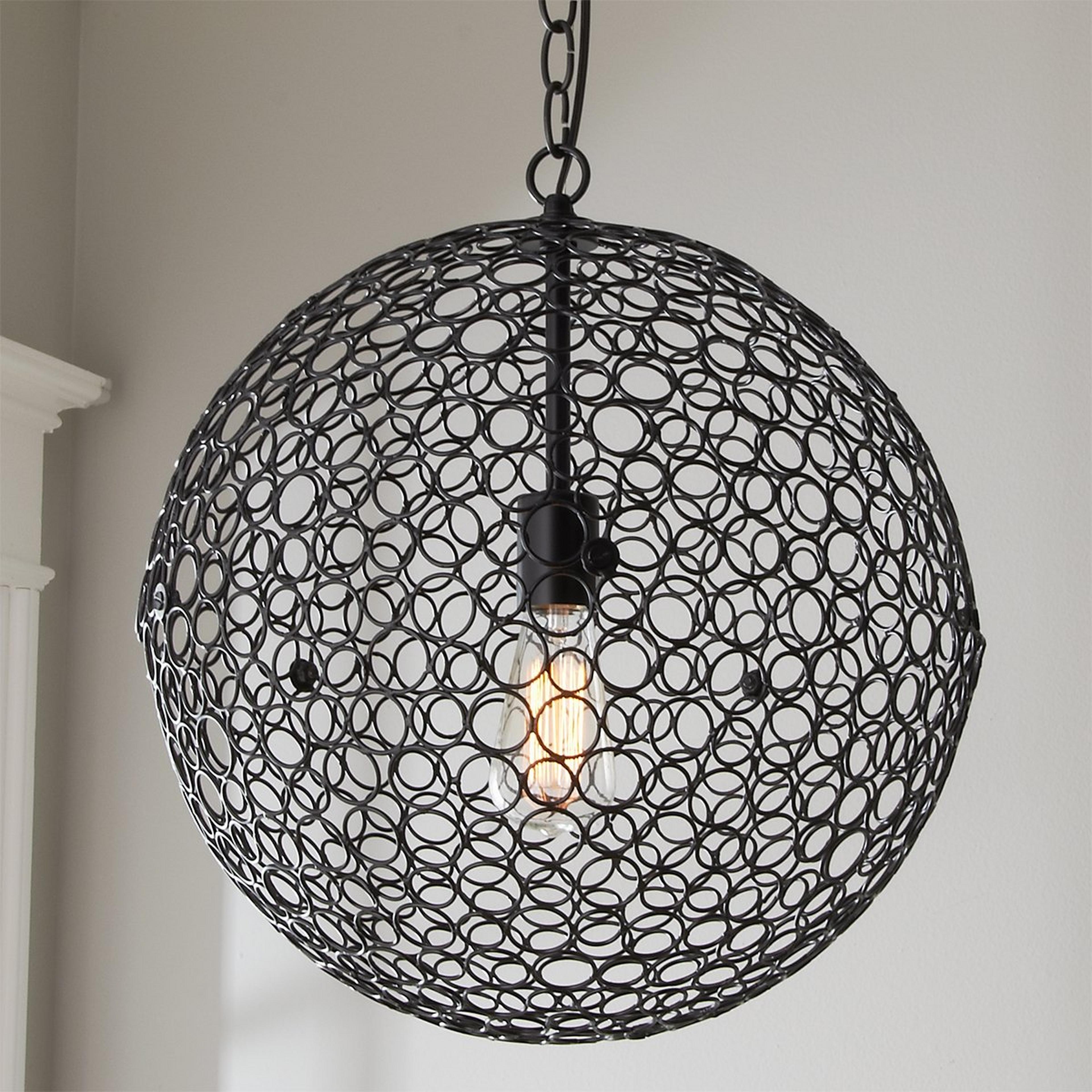 A Circles Sphere Pendant - Medium with Black color