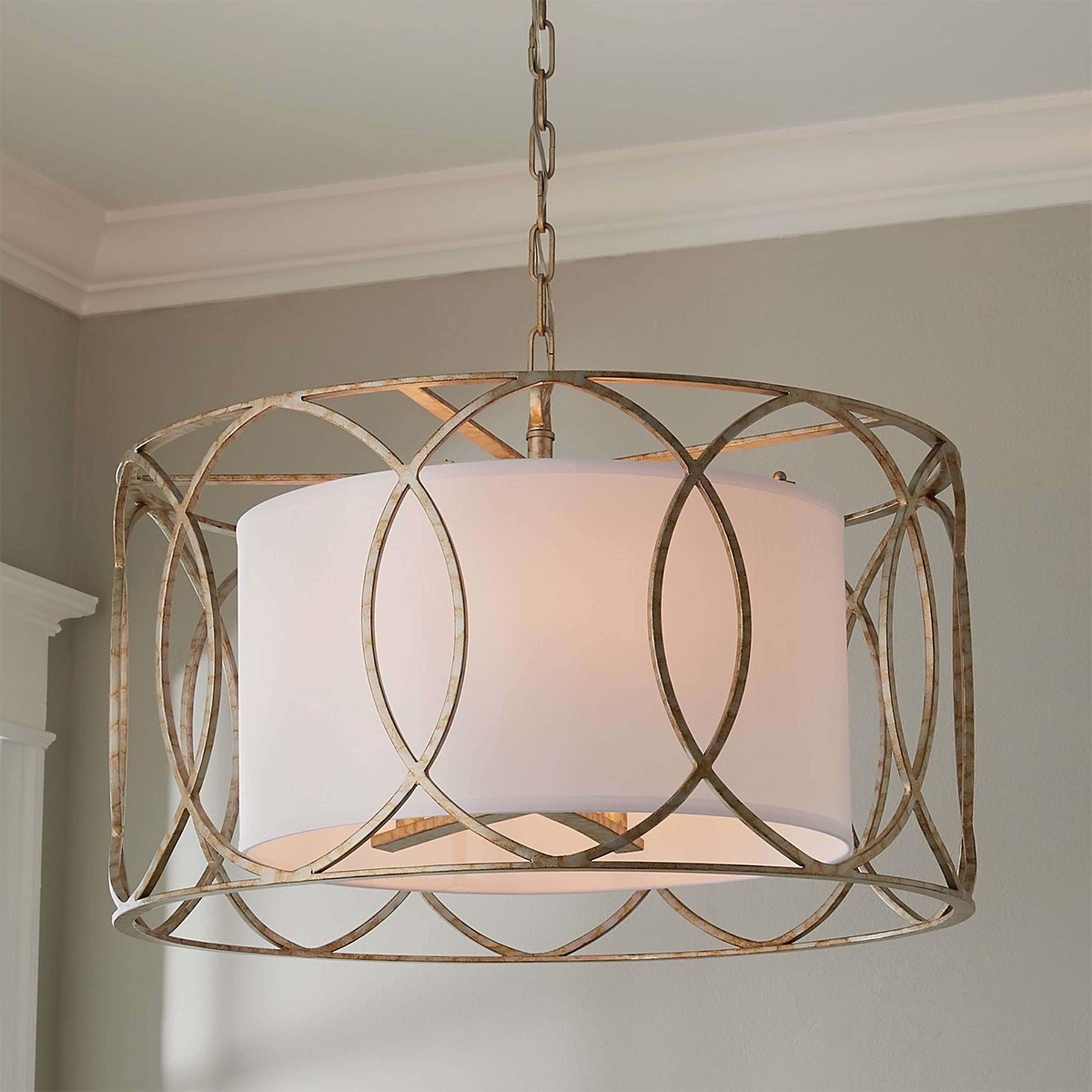 A Circlet Drum Shade Lantern with Aged Silver / Ivory color