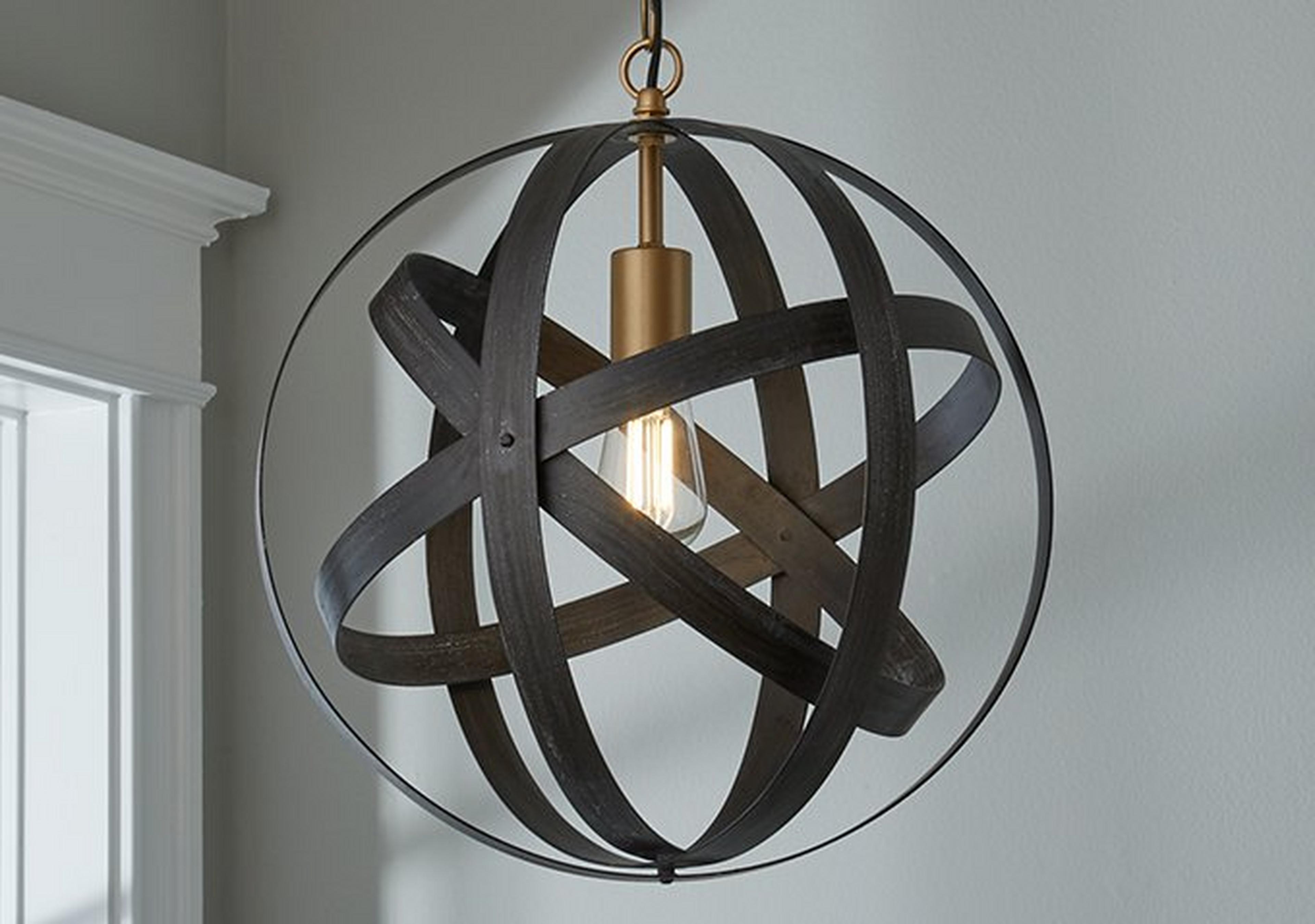 Rustic Metal Strap Globe Lantern