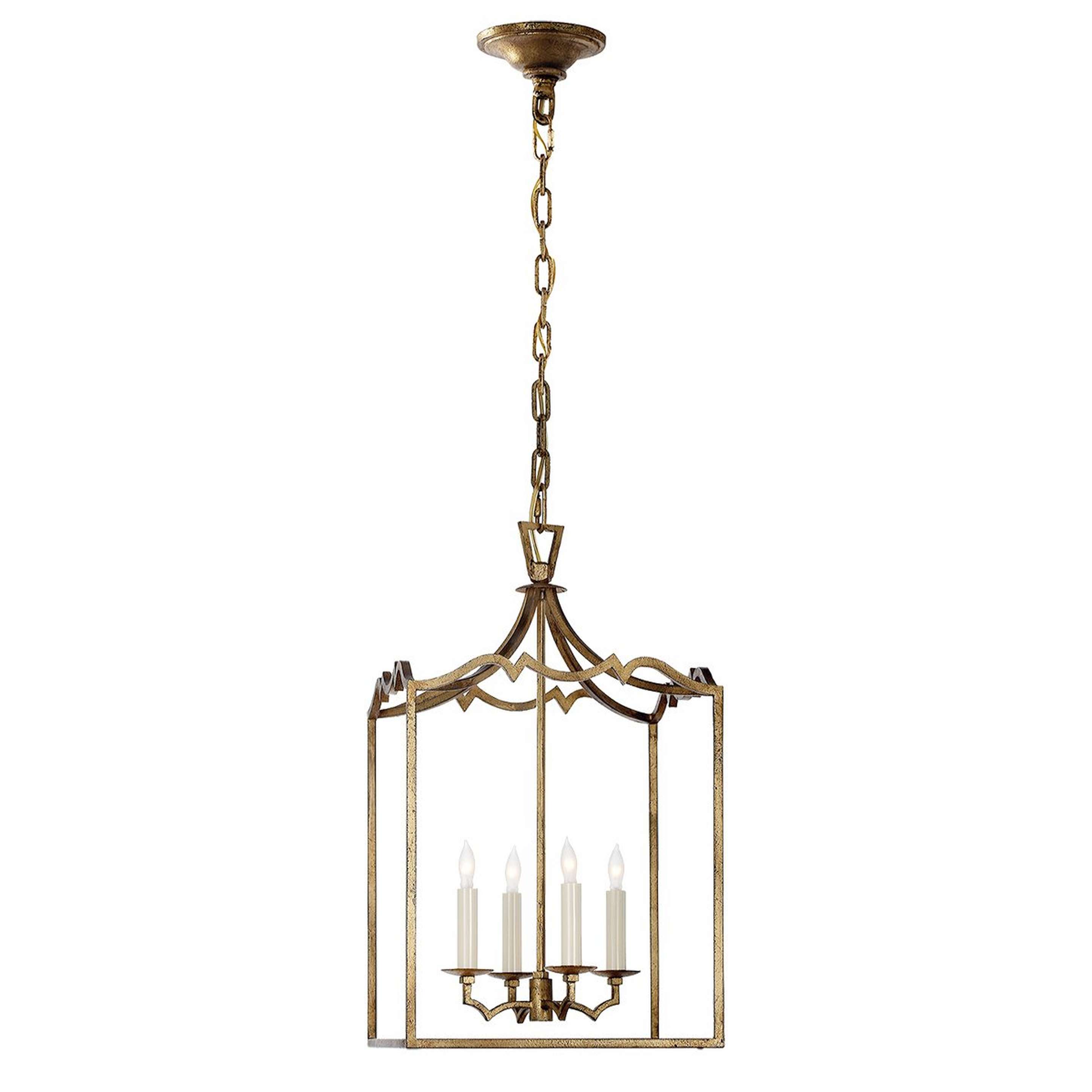 A Modern Detailed Box Frame Lantern with Gilded Iron color