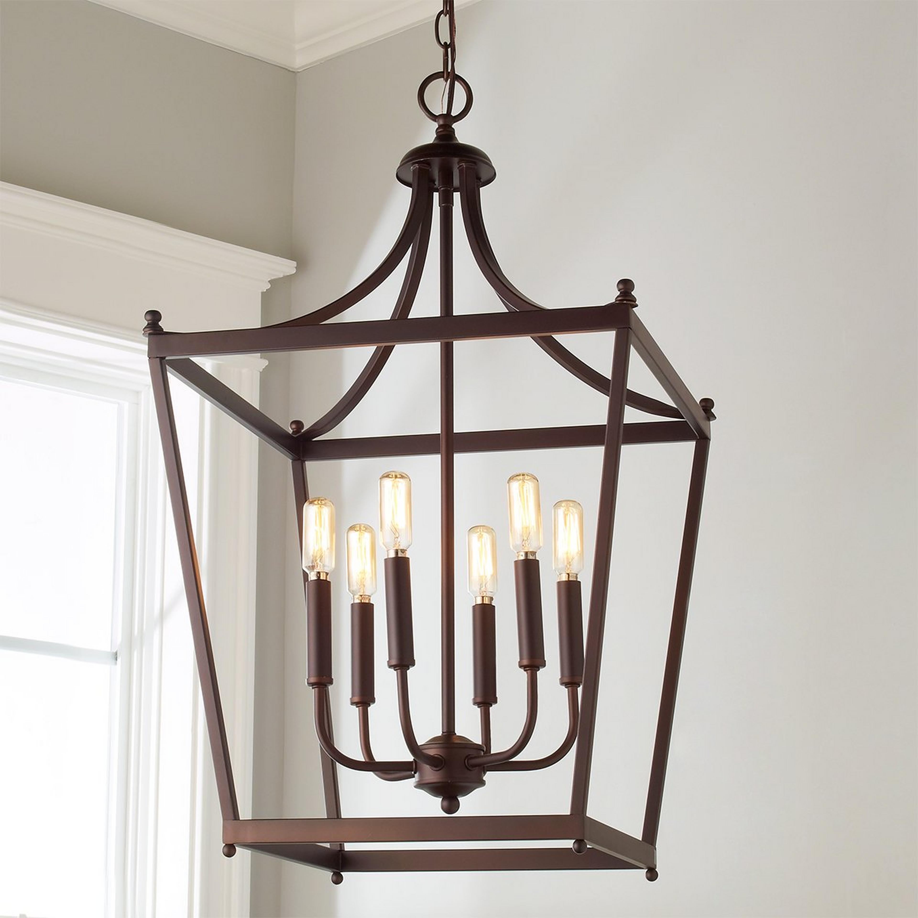 A Simple Pagoda Lantern - 6 Light with Bronze color