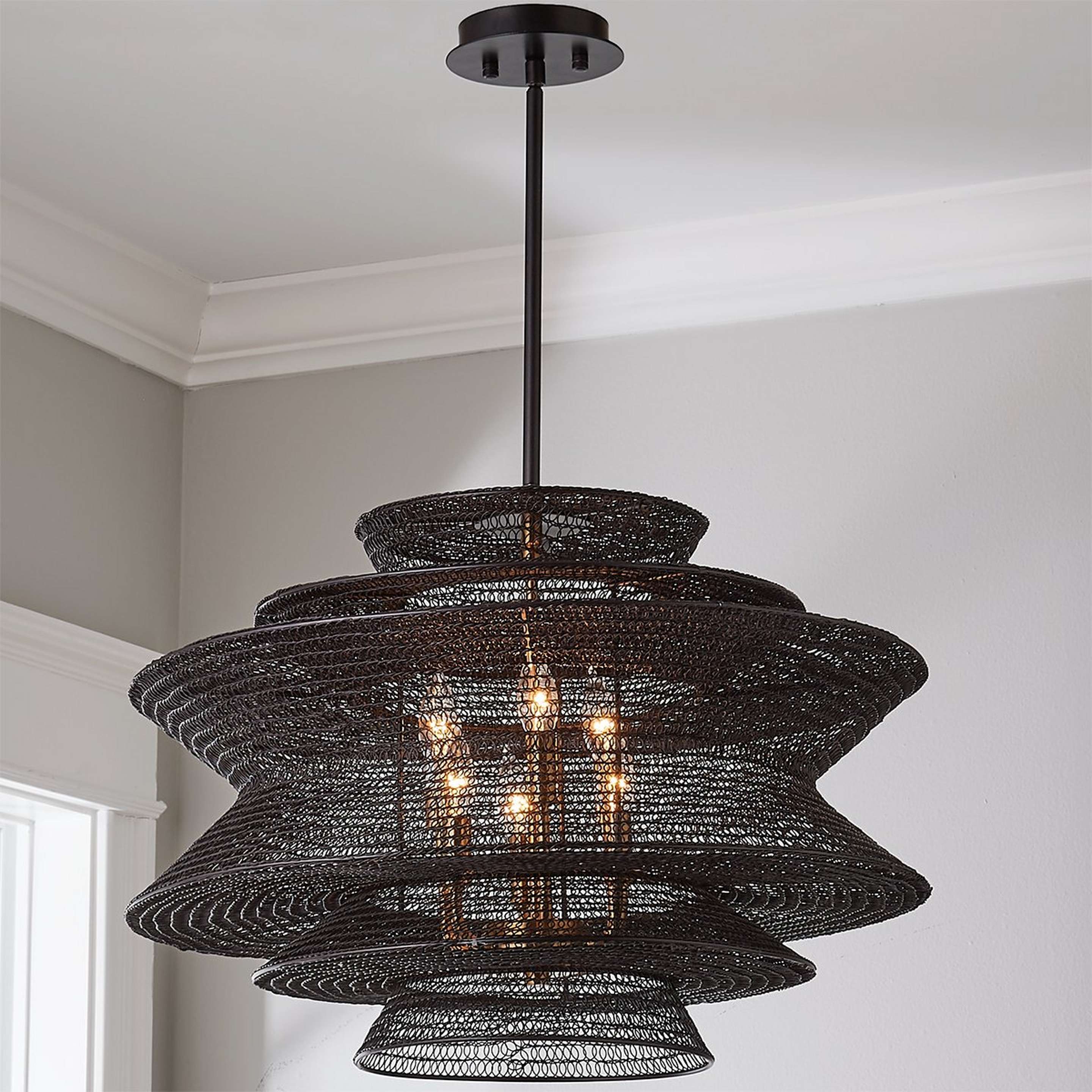 A Ripple Mesh Lantern with Dark Bronze / Brass color
