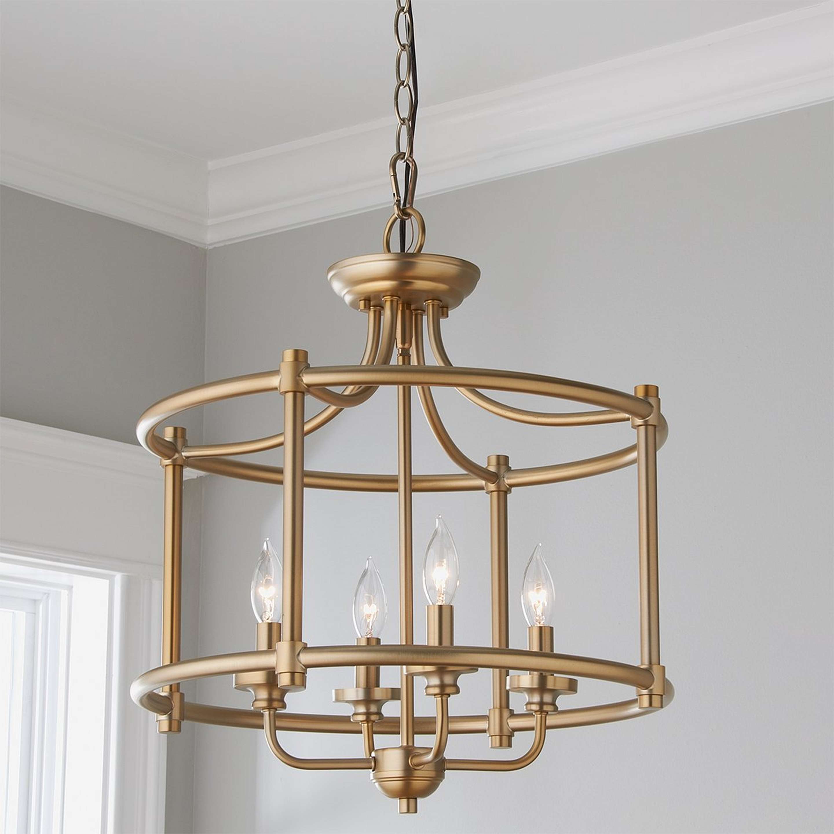 A Lustre en Transition Convertible Lantern with Aged Brass color