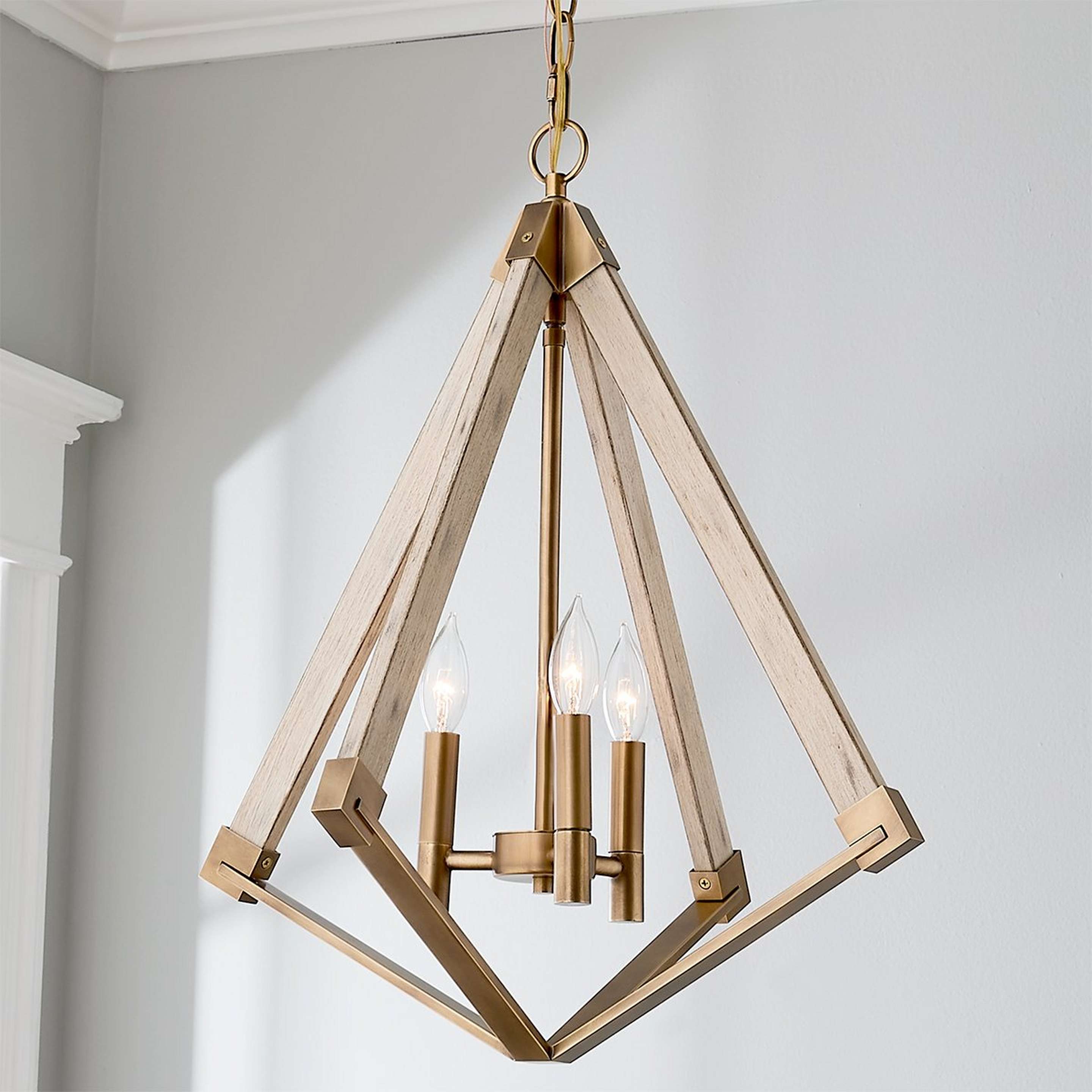 A Diamond Silhouette Lantern - Small with Satin Brass / Distressed Ivory color