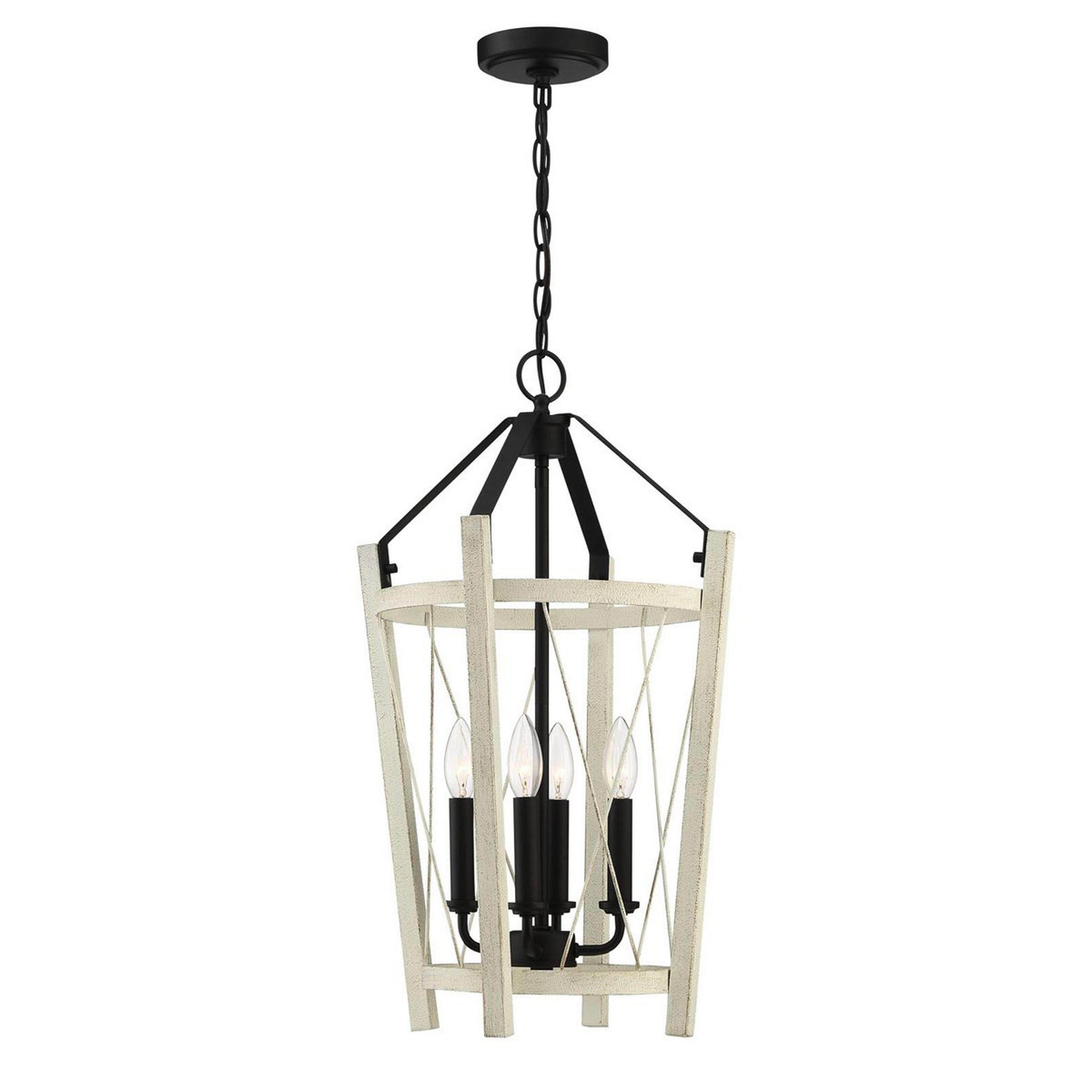 A Tapered Farmhouse Lantern with Distressed Ivory / Brown color