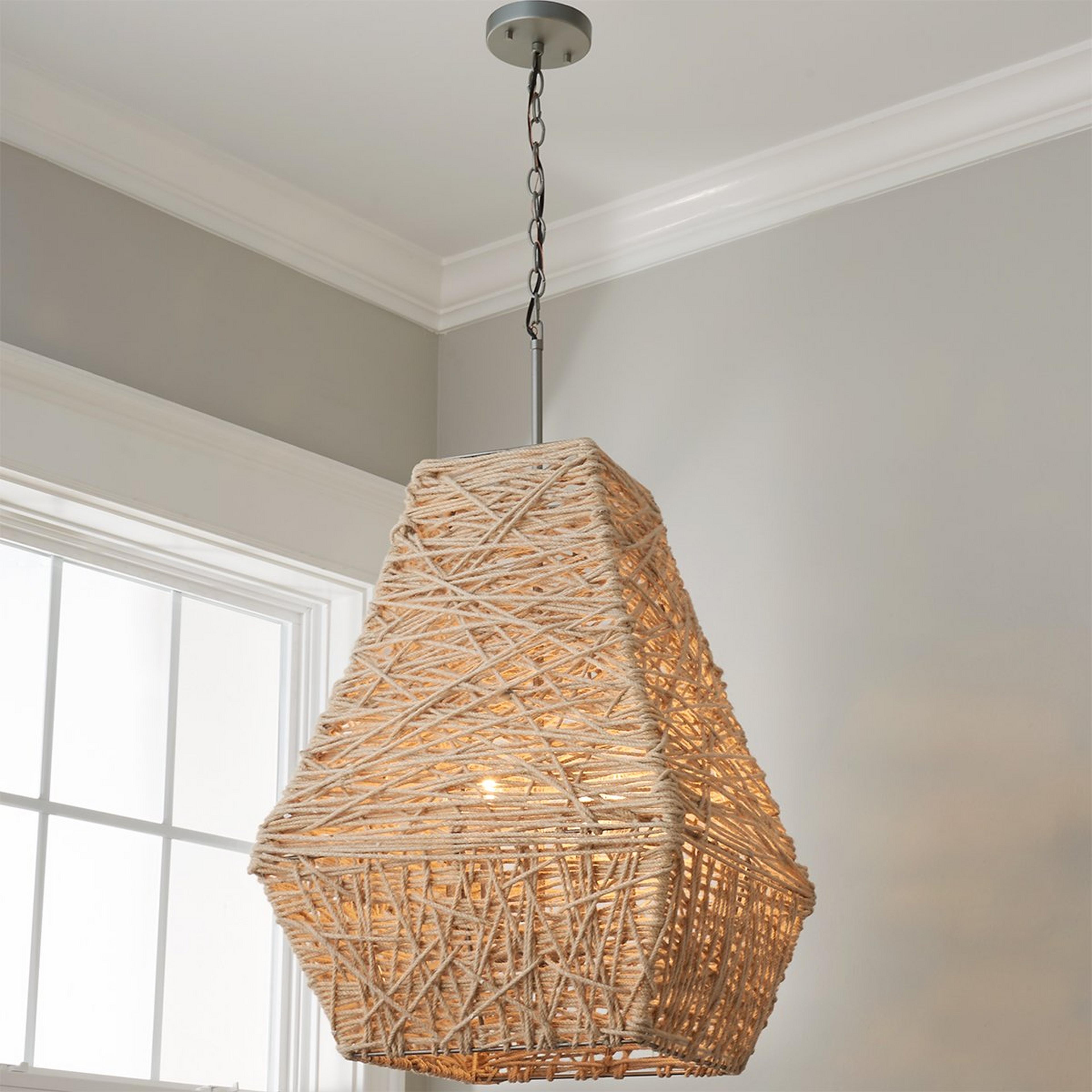 A Julie Jute Lantern with Brushed Nickel / Natural color