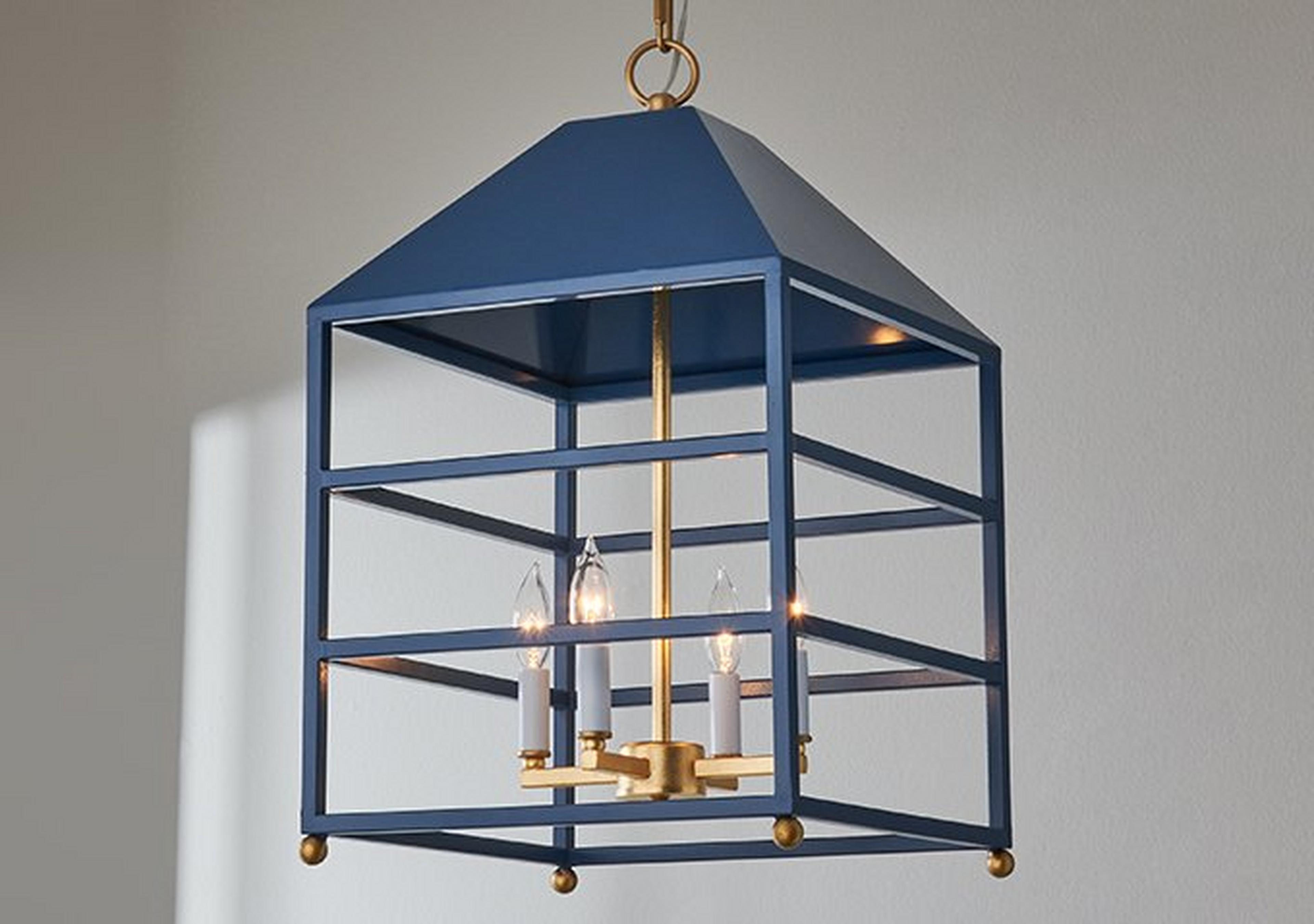 Navy and Gold Caged Arbor Lantern