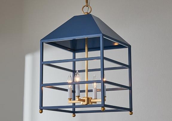 Navy Blue Caged Arbor Lantern