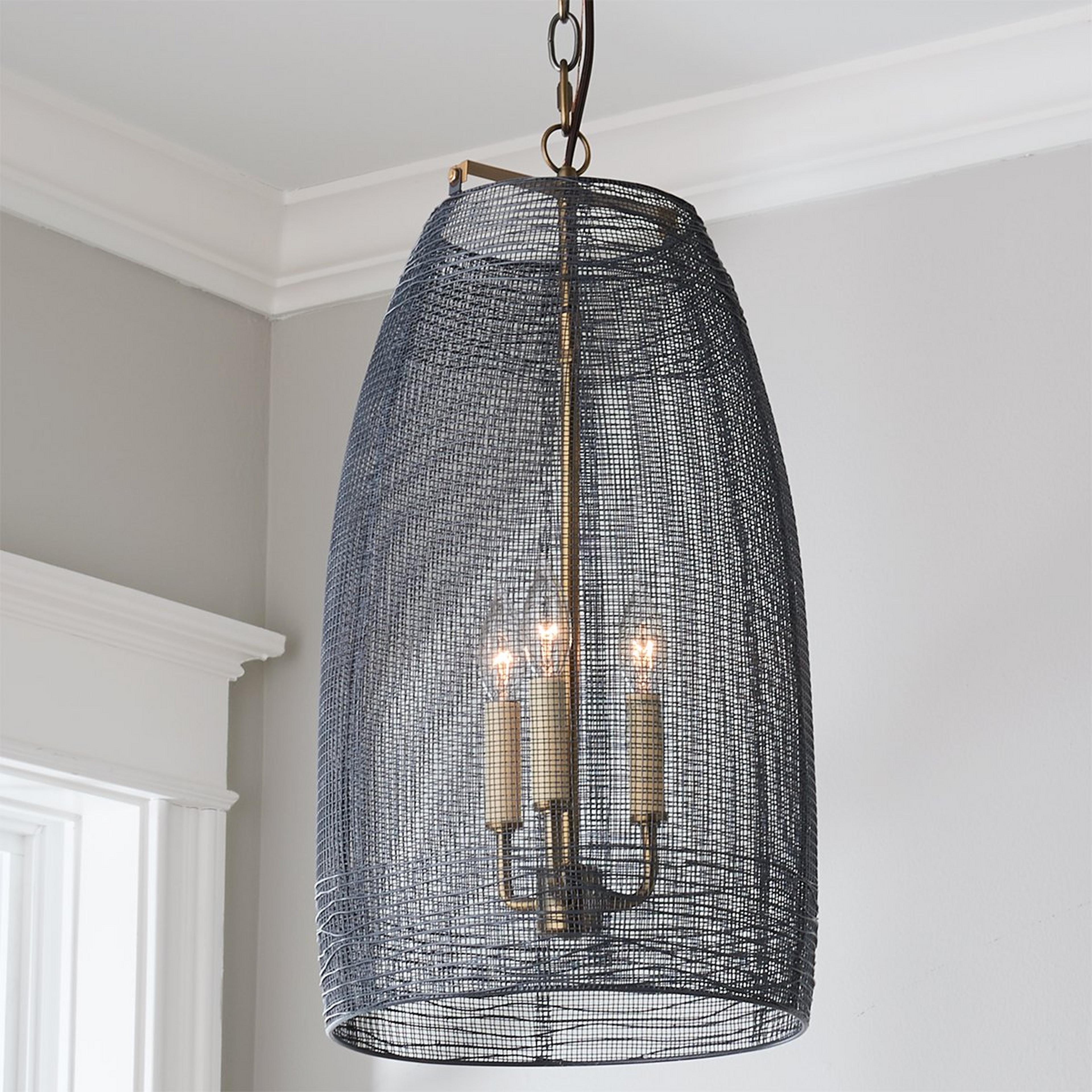 A Two Tone Wire Lantern with Antique Brass / Grey  color