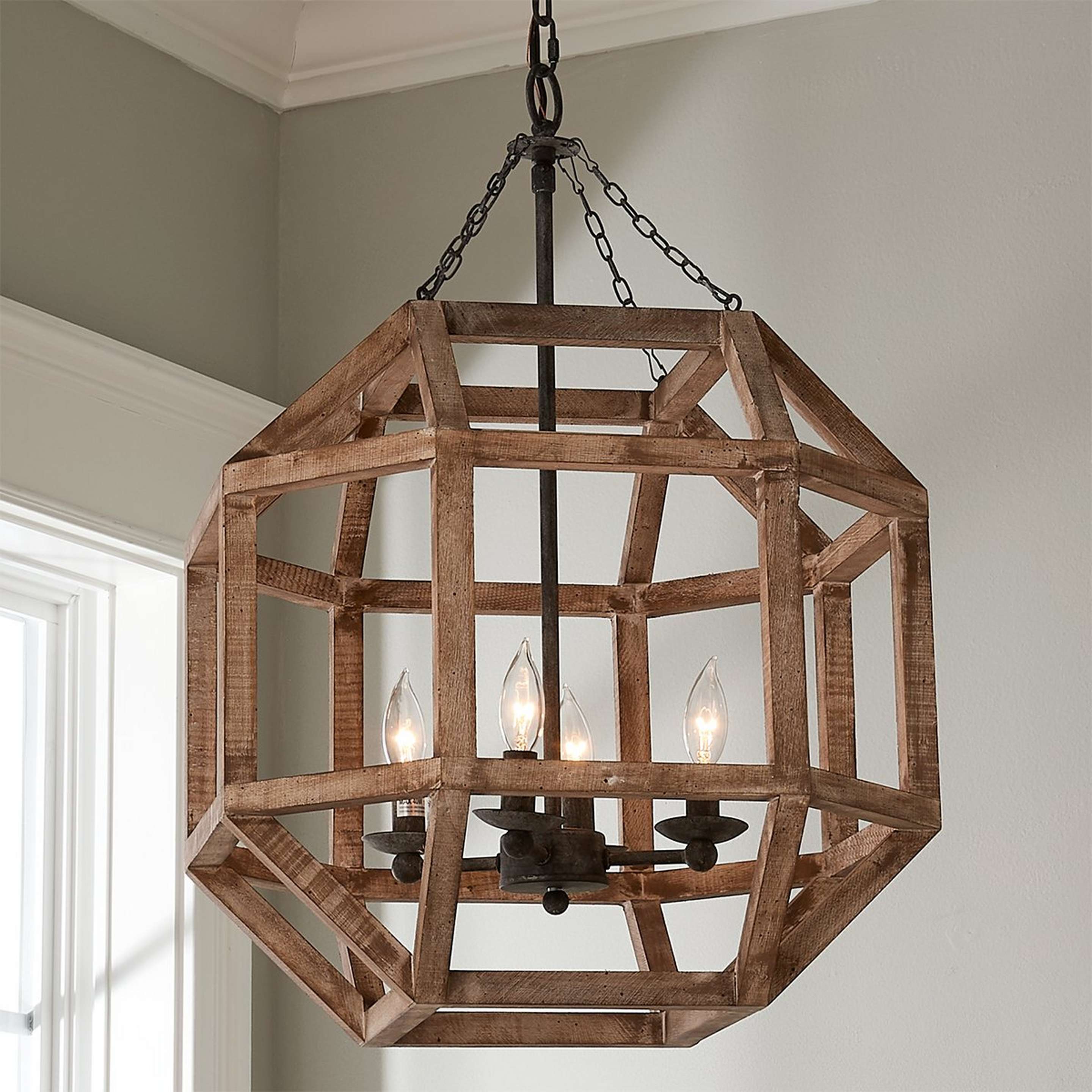 A Rustic Keaton Lantern with Rustic Black / Aged Wood color