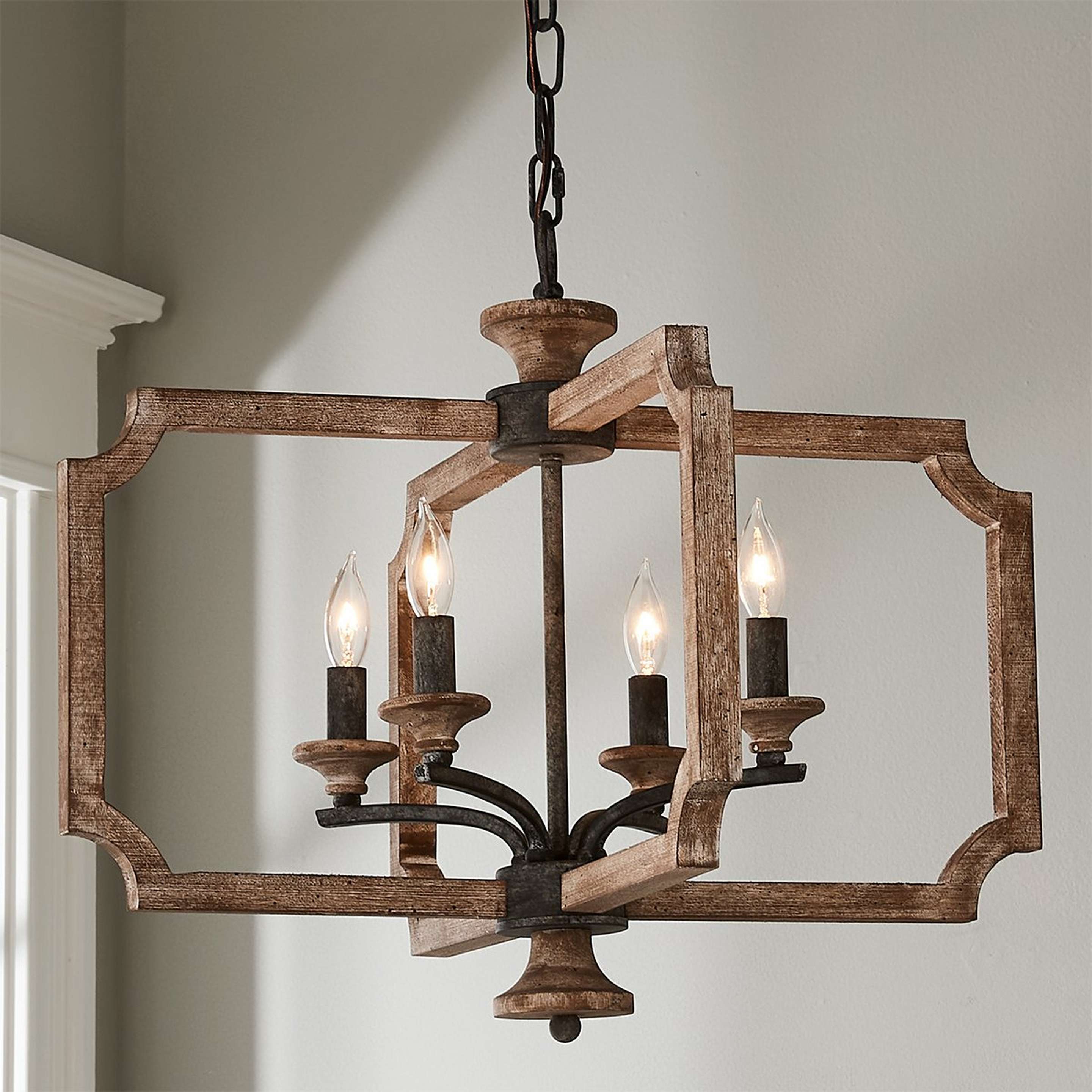 A Ambrose Lantern with Rustic Black / Aged Wood color