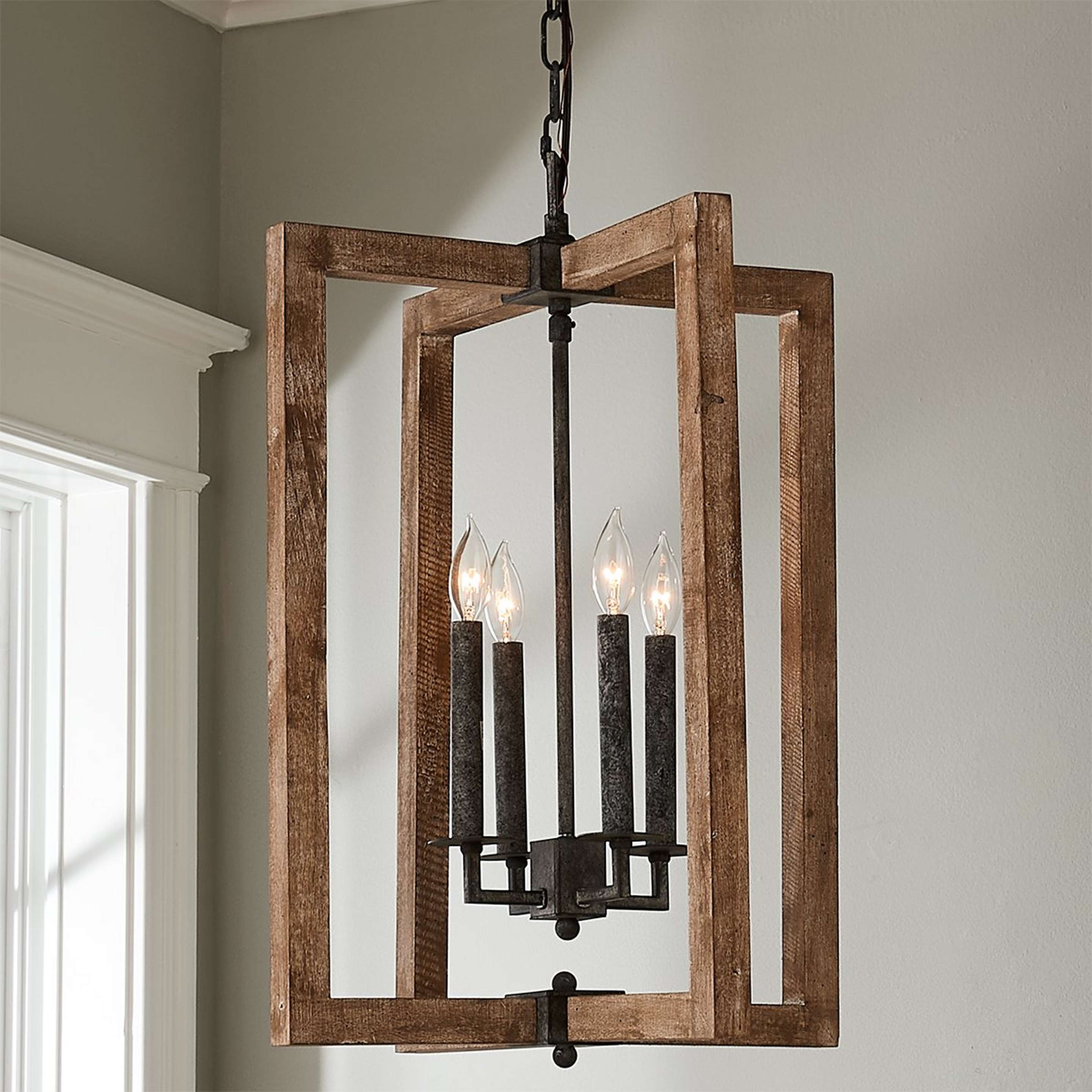 A Laney Lantern with Rustic Black / Aged Wood color