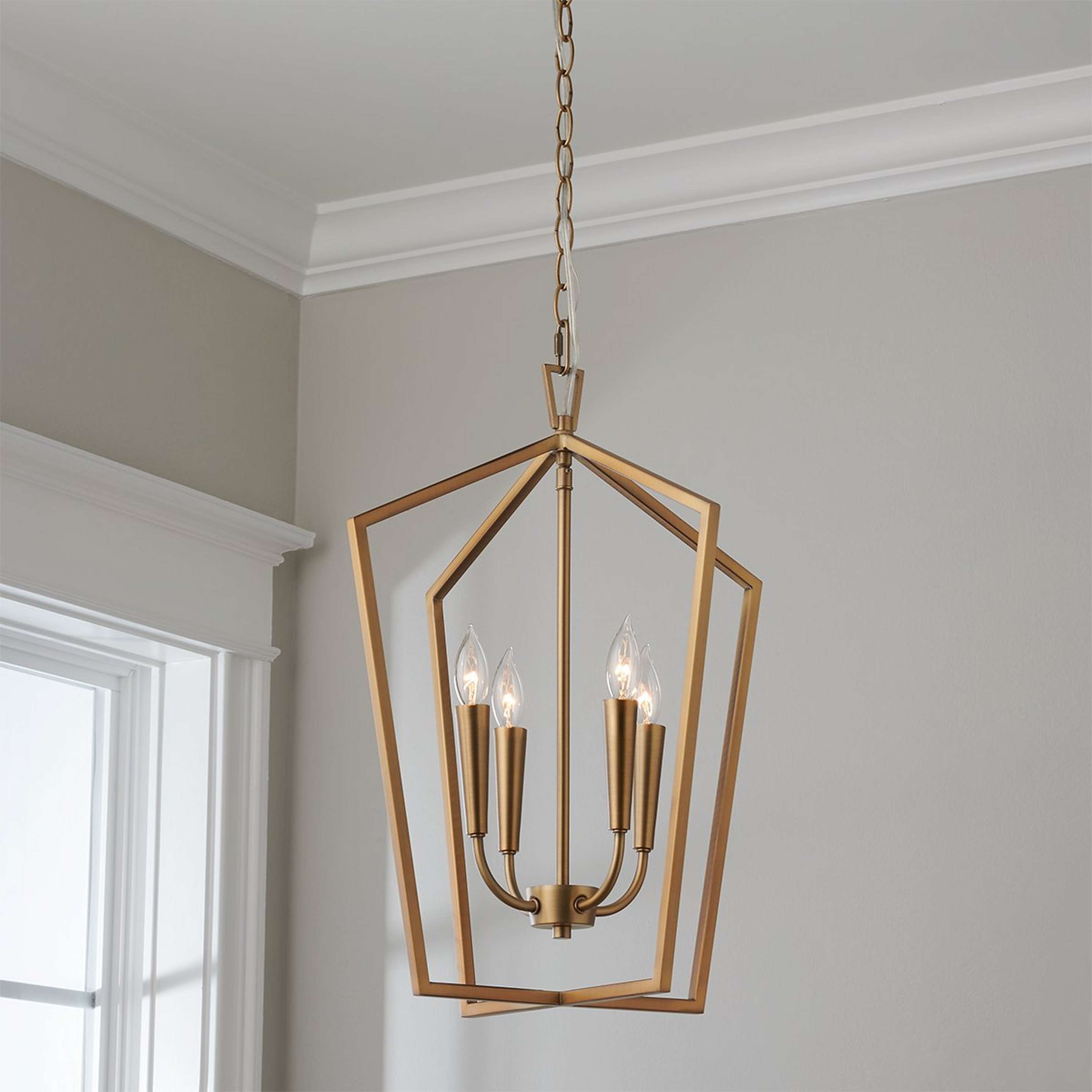 A Opulent Amaya Lantern with Aged Brass color