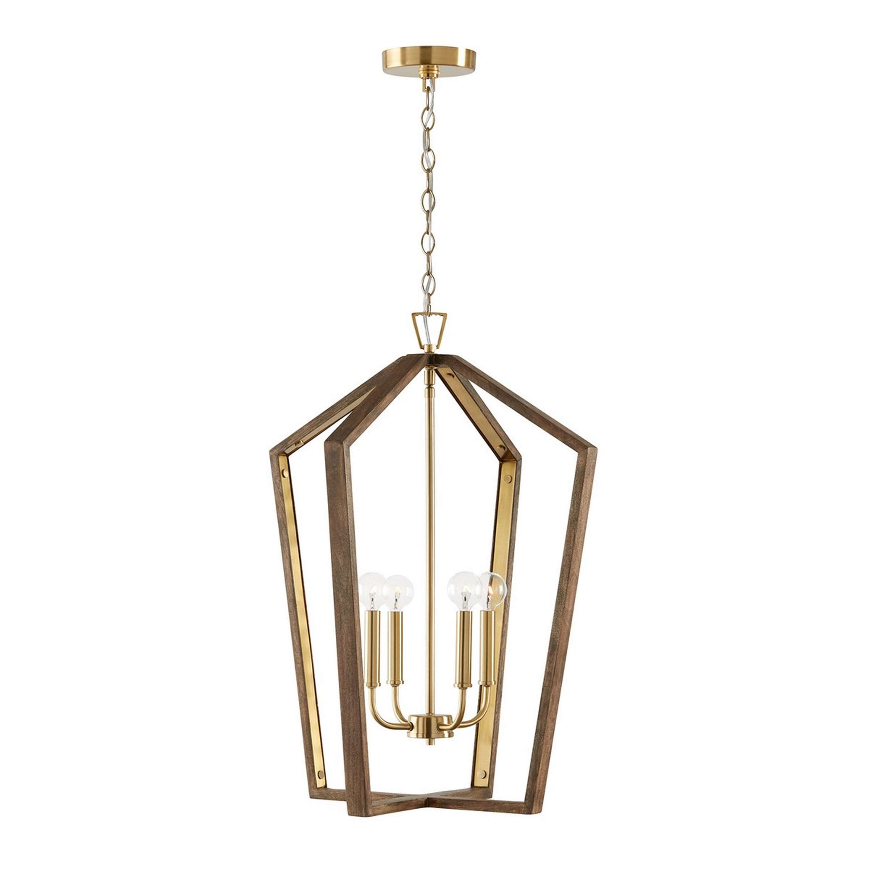 A Contemporary Prism Lantern with Brass / Nordic Wood color