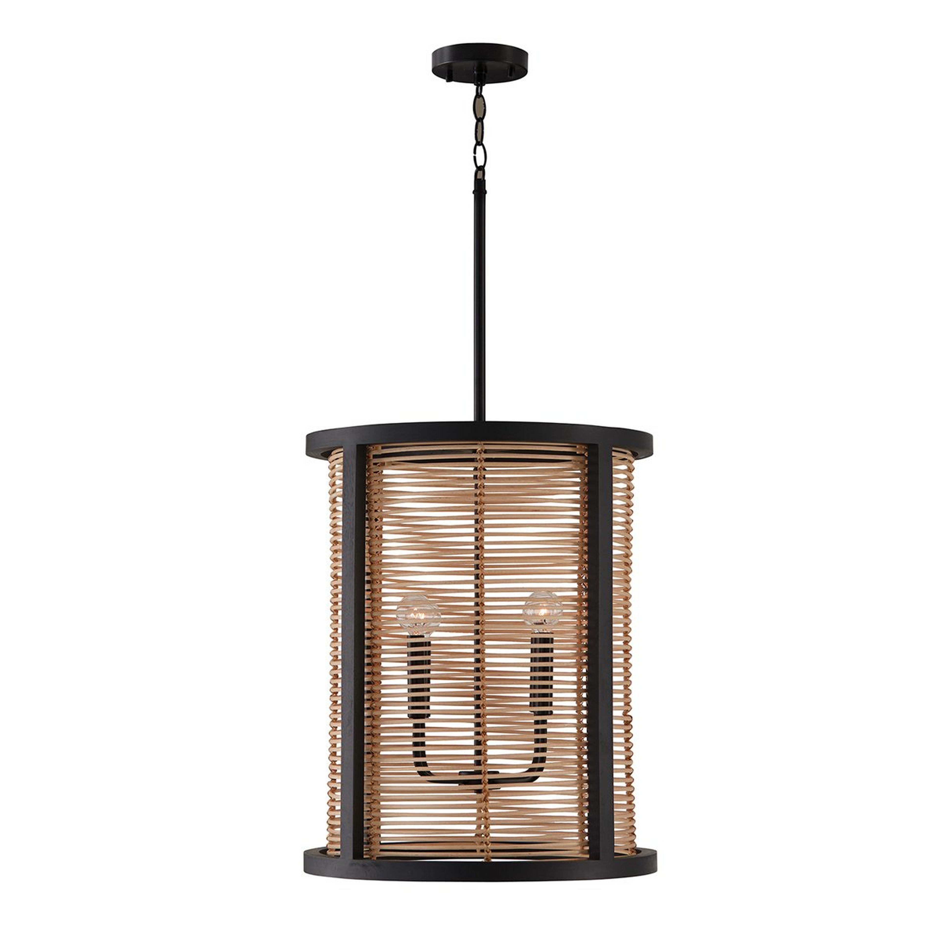 A Organic Paraso Lantern with Black Mango Wood / Rattan color