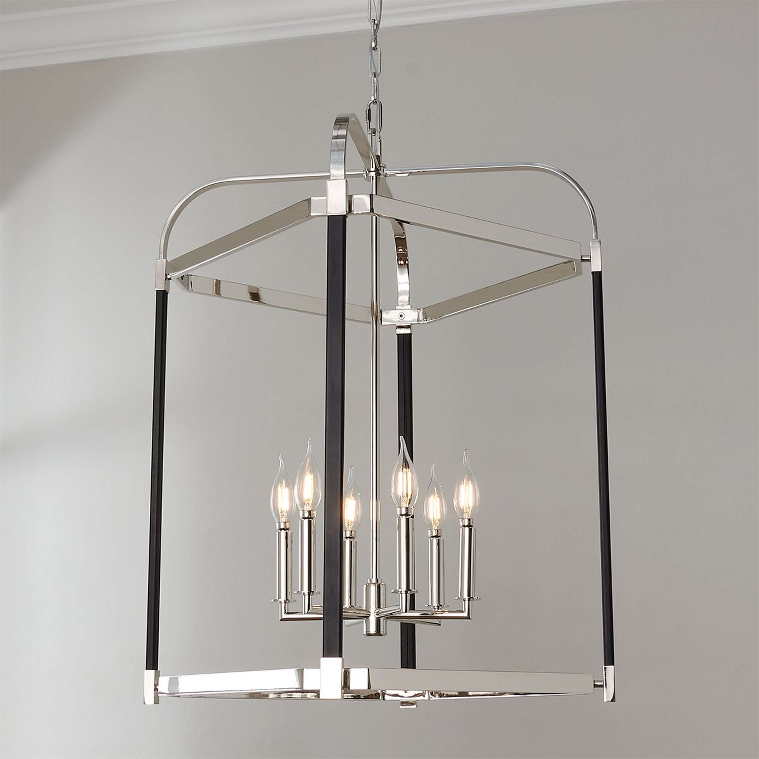 A Lauren Ralph Lauren Hadley Lantern - Large with Polished Nickel / Black Leather color