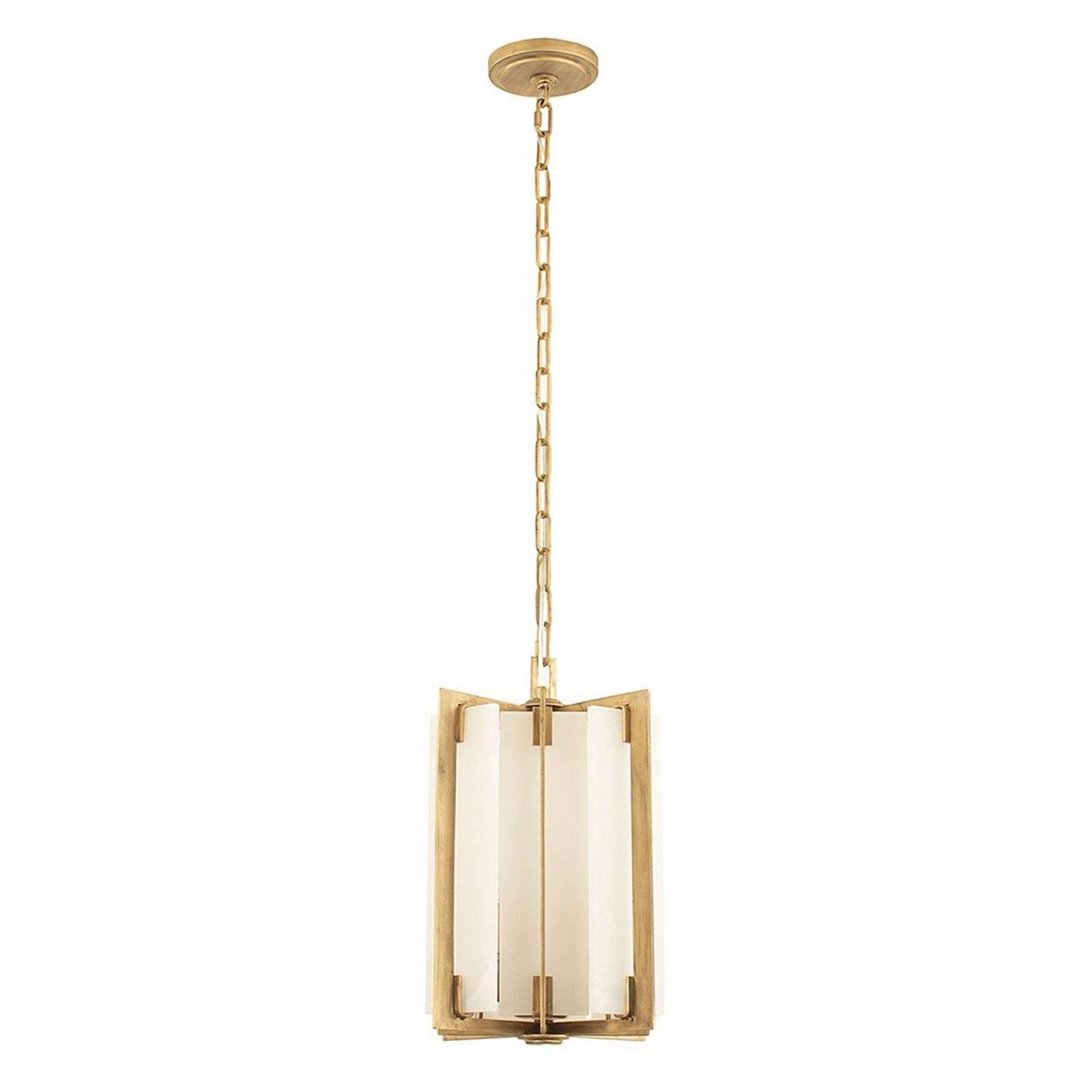 A Ruben Lantern with Distressed Gold / Natural Alabaster color