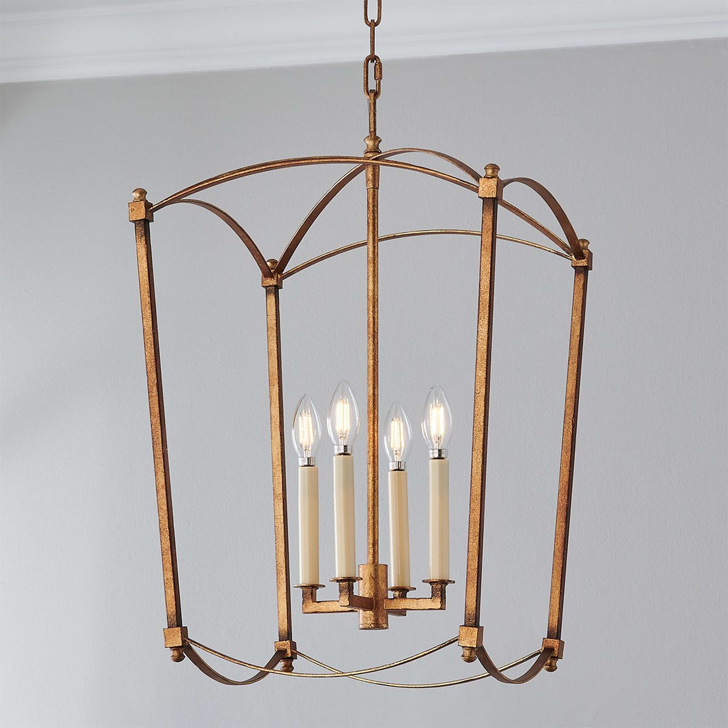 A Traditional Beaux Lantern - 4 Light with Aged Gold color