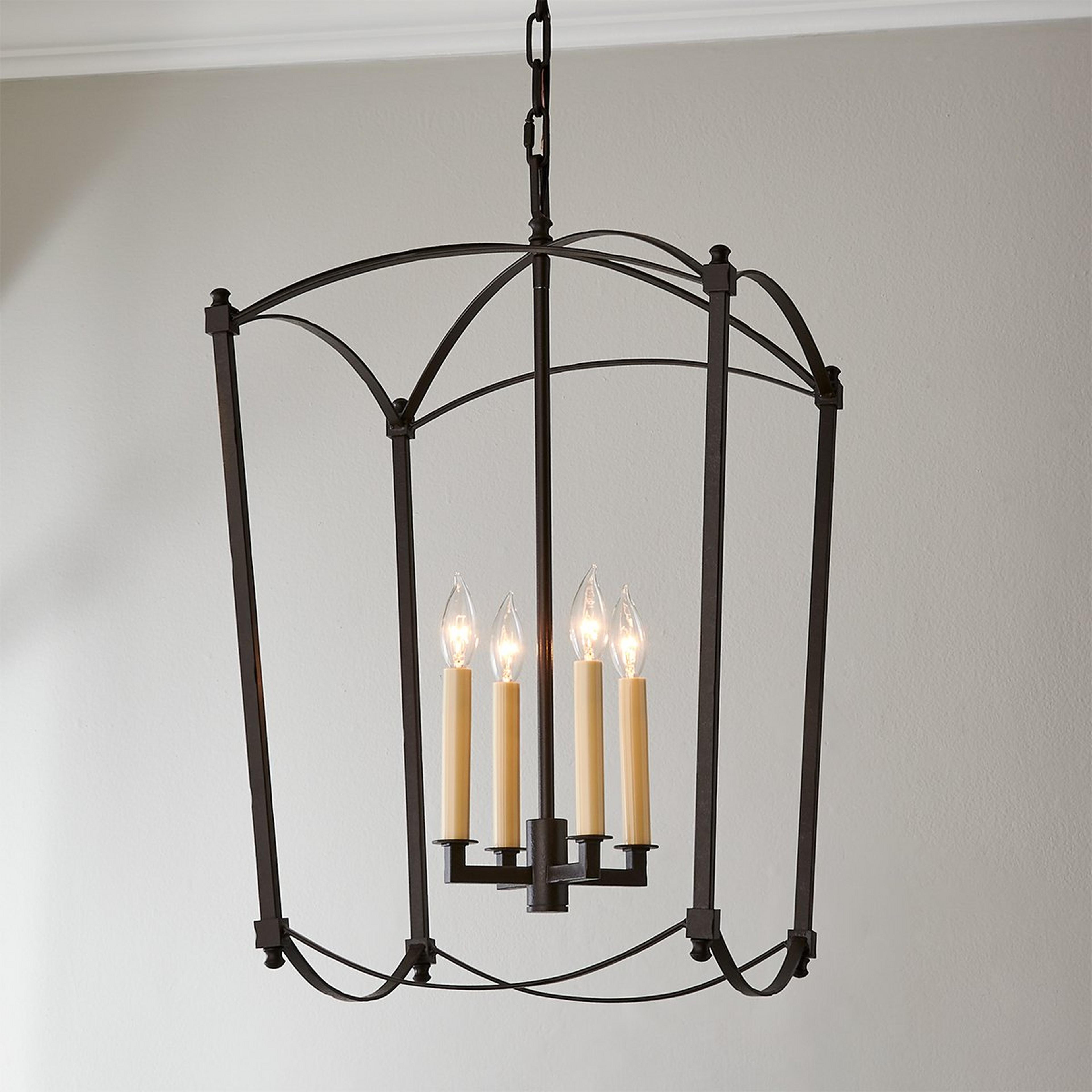 A Traditional Beaux Lantern - 4 Light with Aged Steel color
