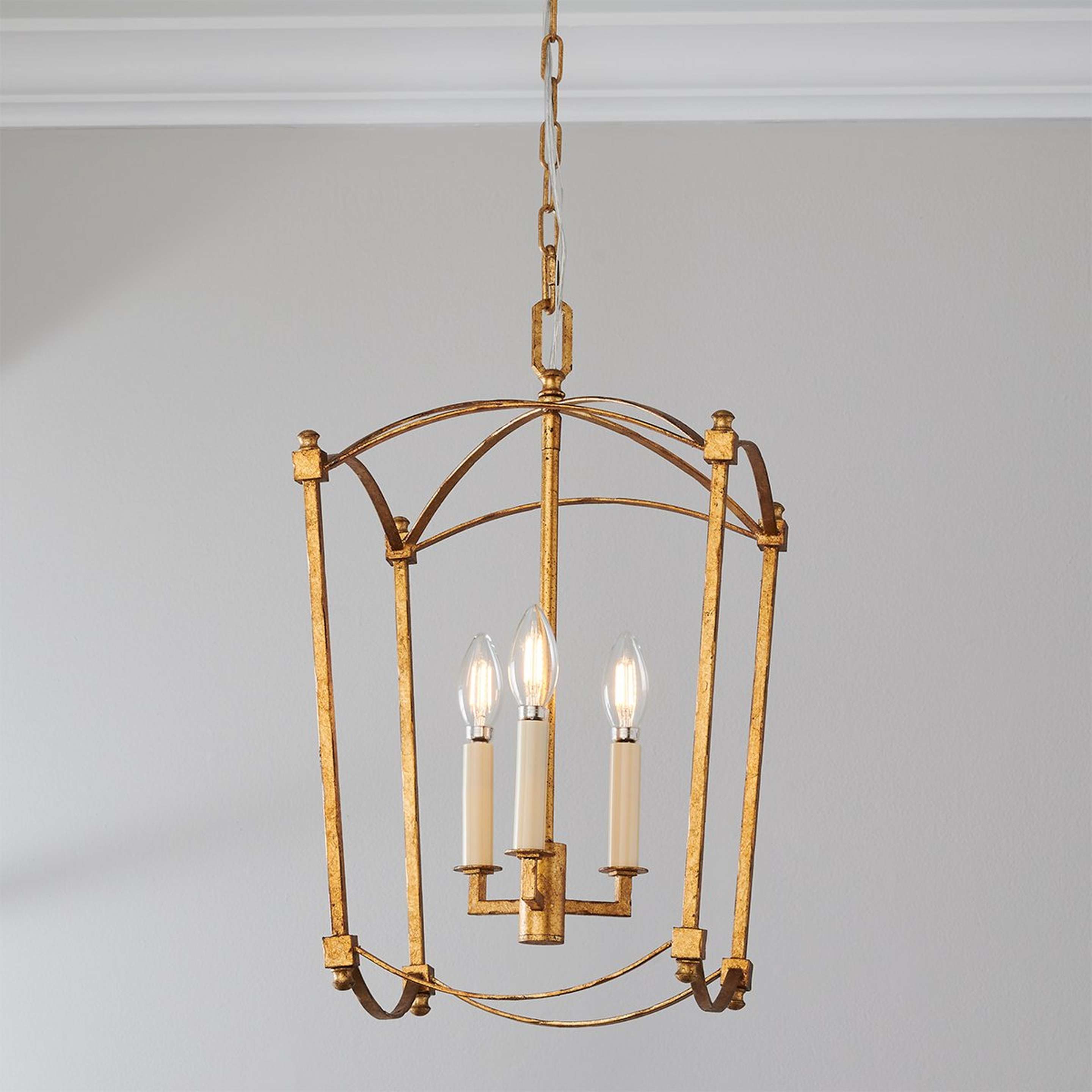 A Traditional Beaux Lantern - 3 Light with Aged Gold color
