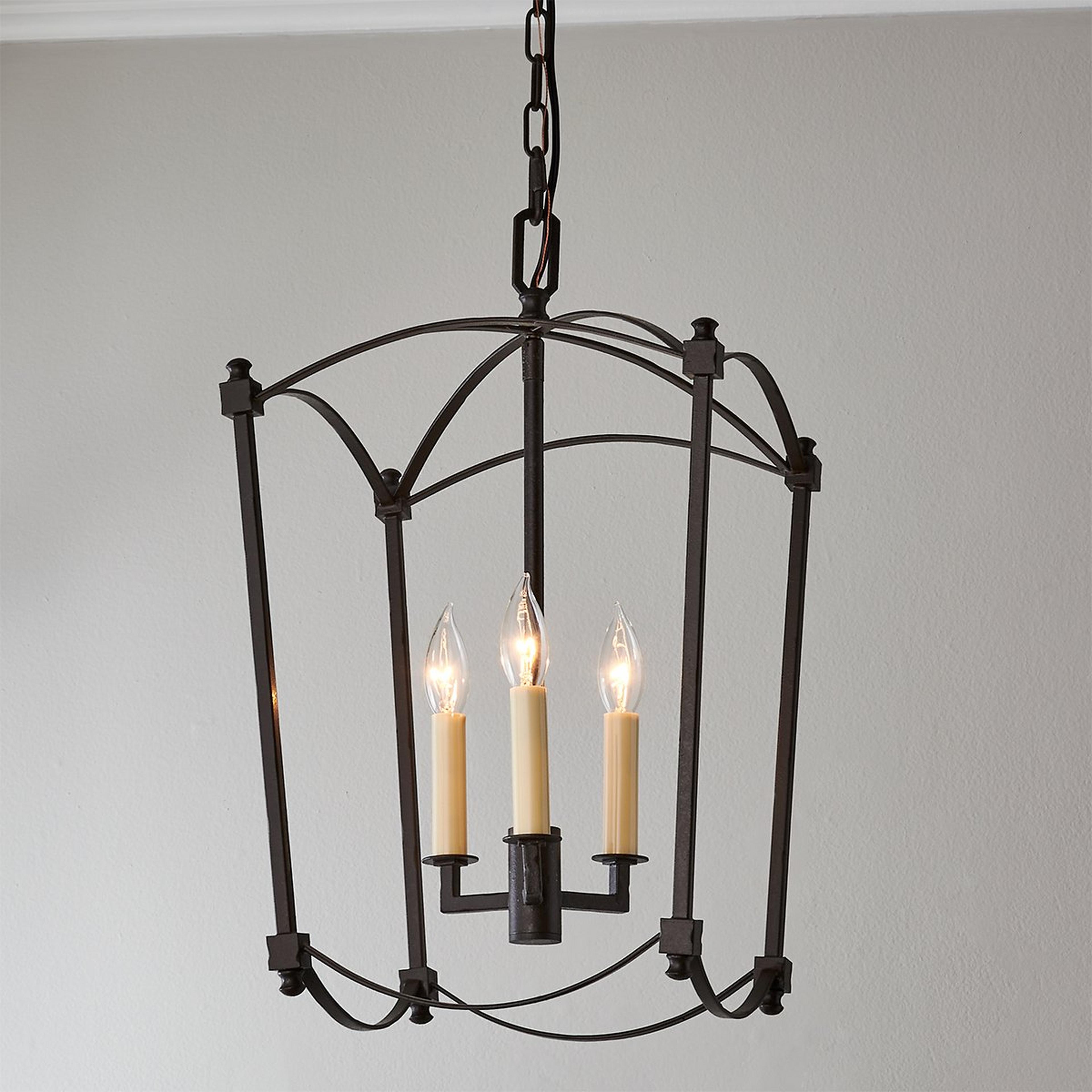 A Traditional Beaux Lantern - 3 Light with Aged Steel color