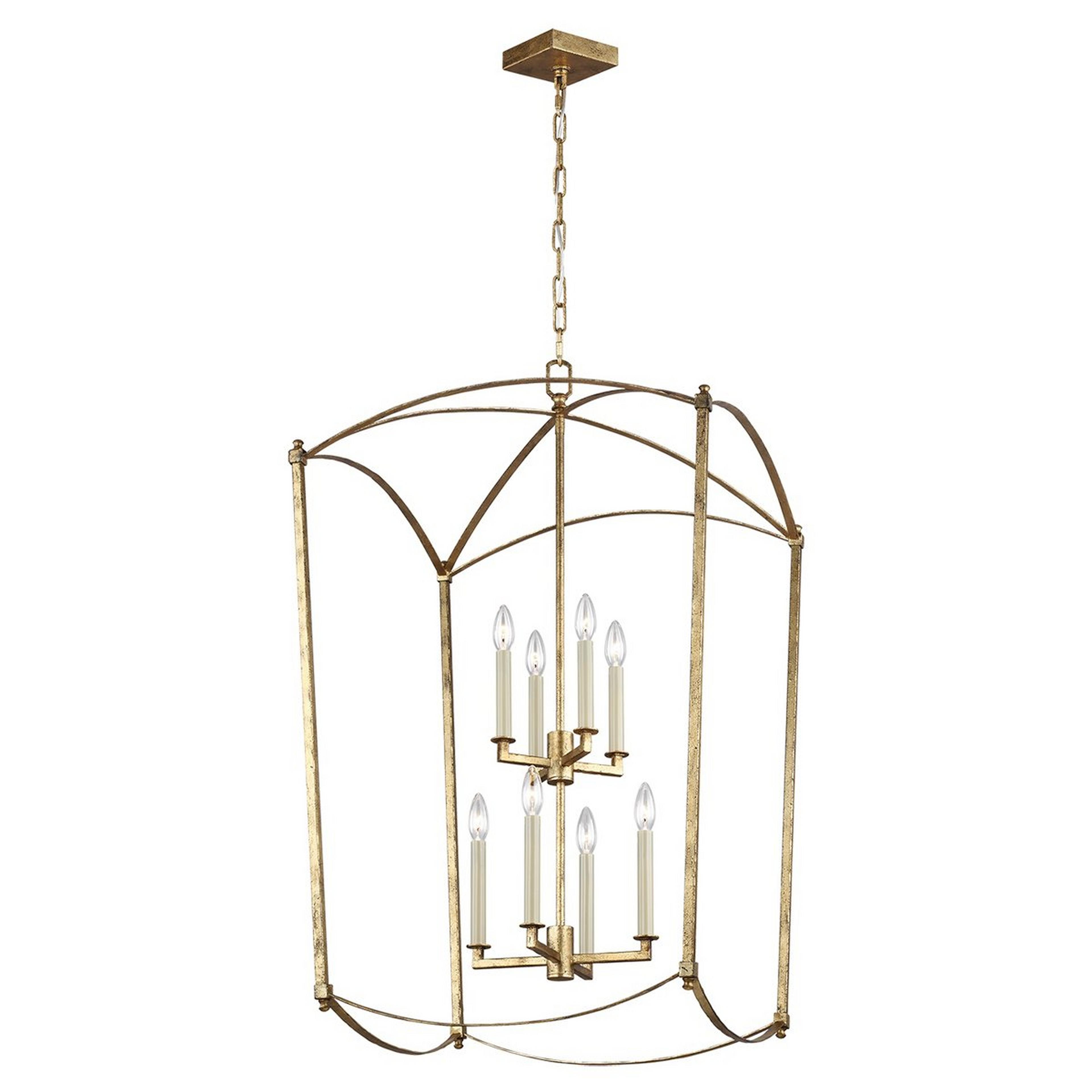 A Traditional Beaux Two-Tier Lantern - 8 Light with Aged Gold color