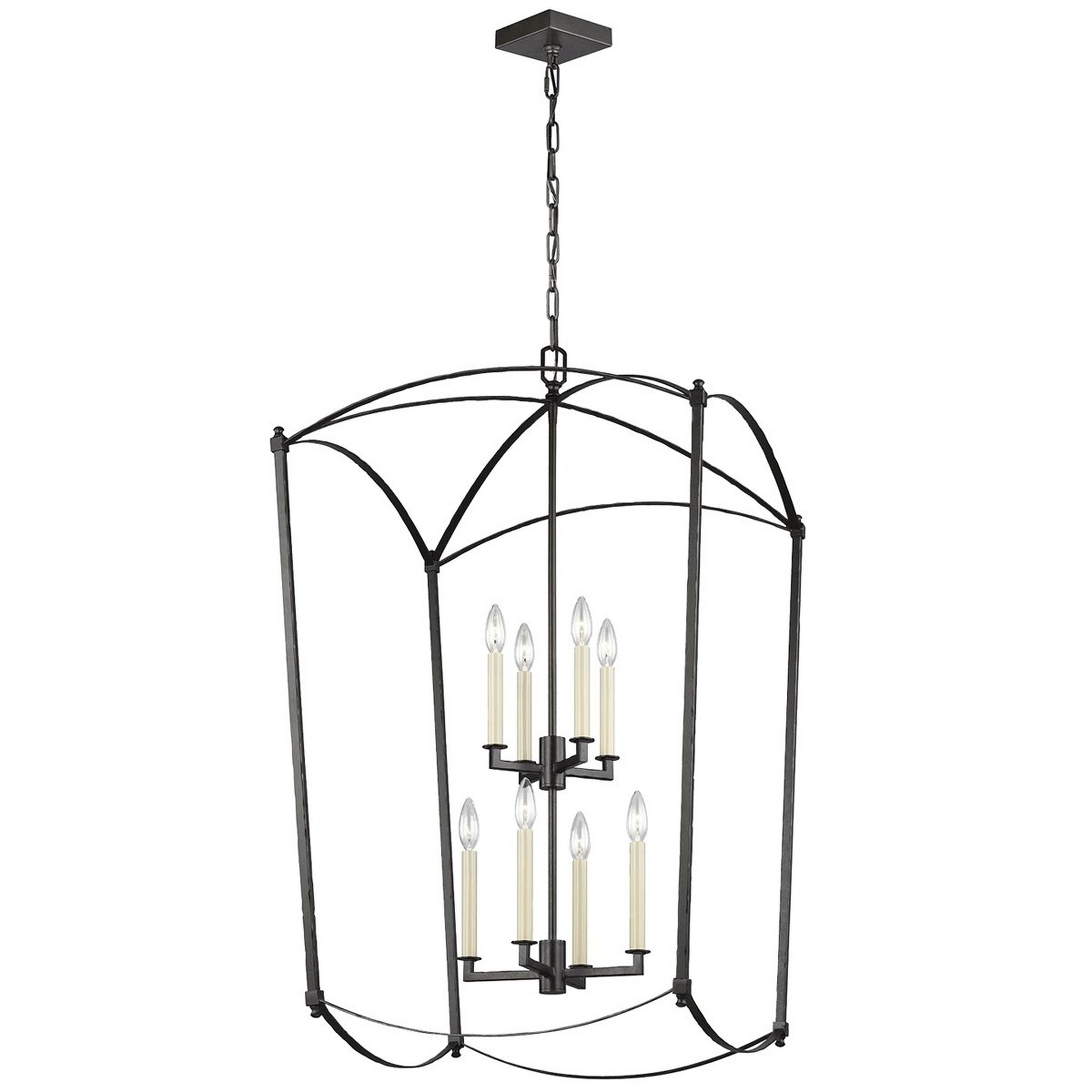 A Traditional Beaux Two-Tier Lantern - 8 Light with Aged Steel color