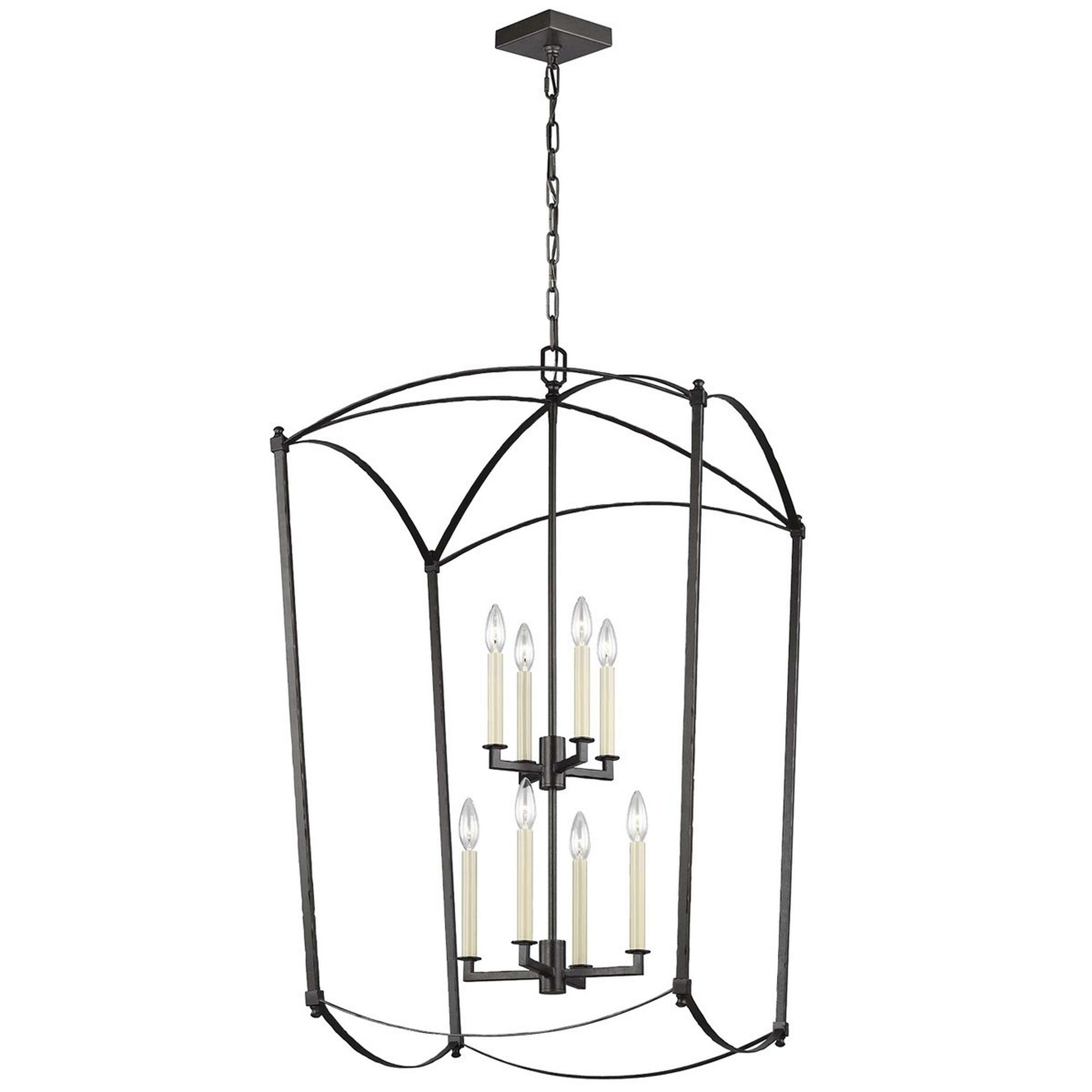 A Traditional Beaux Two-Tier Lantern - 8 Light with Aged Steel color