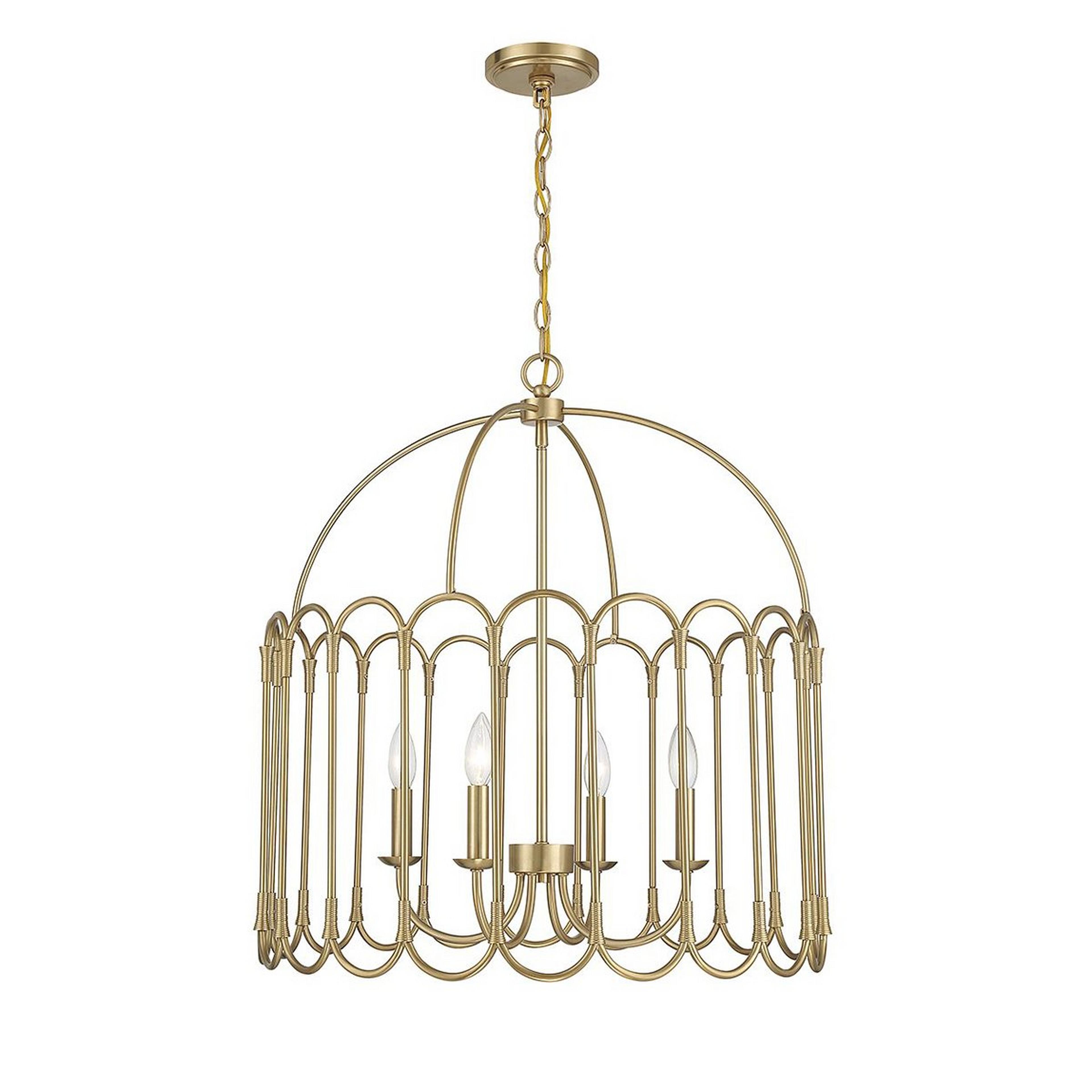 A Scalloped Cage Lantern - Large with Brass color