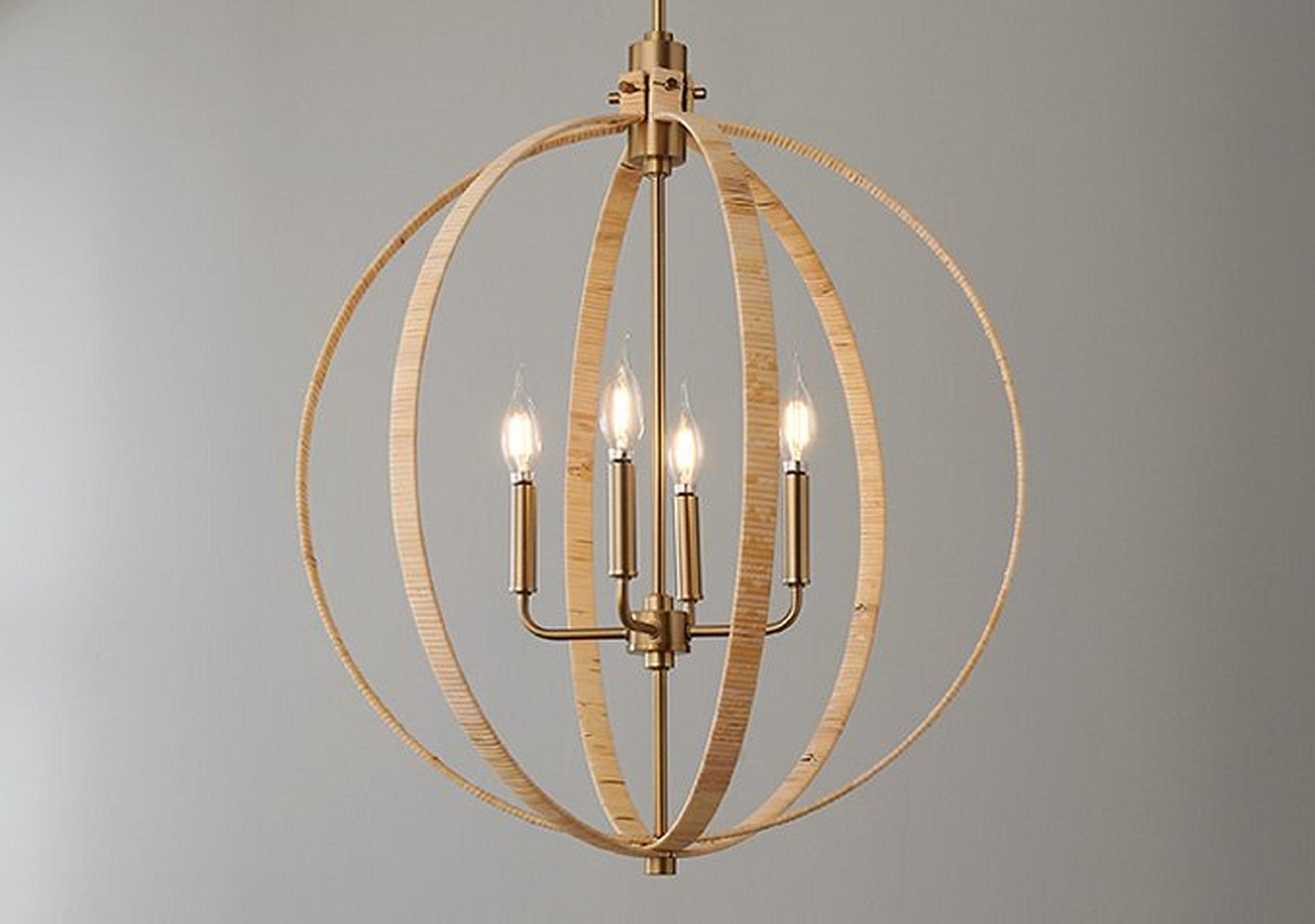 Satin Brass and Rattan Sedna Lantern