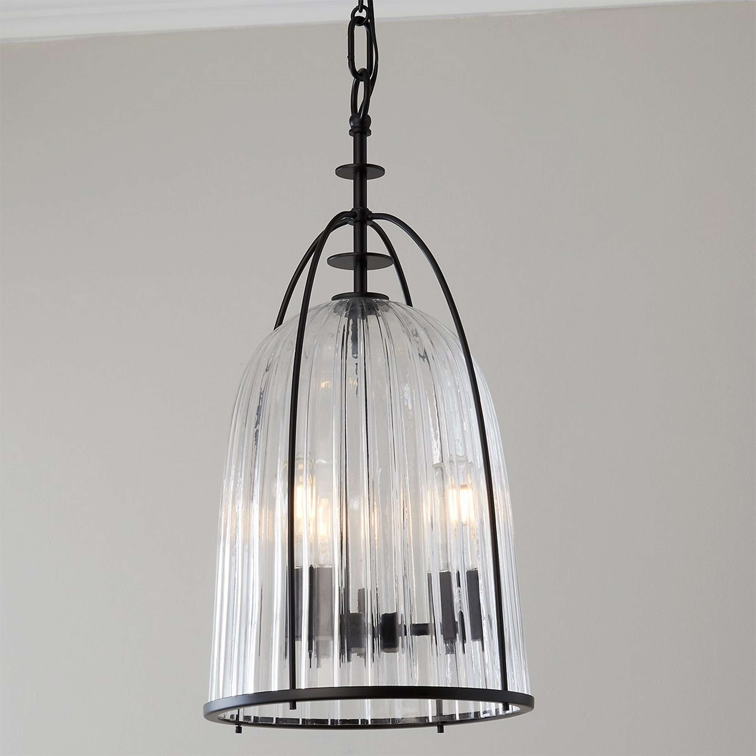 A Theodosia Lantern - Small with Matte Black / Clear Glass color